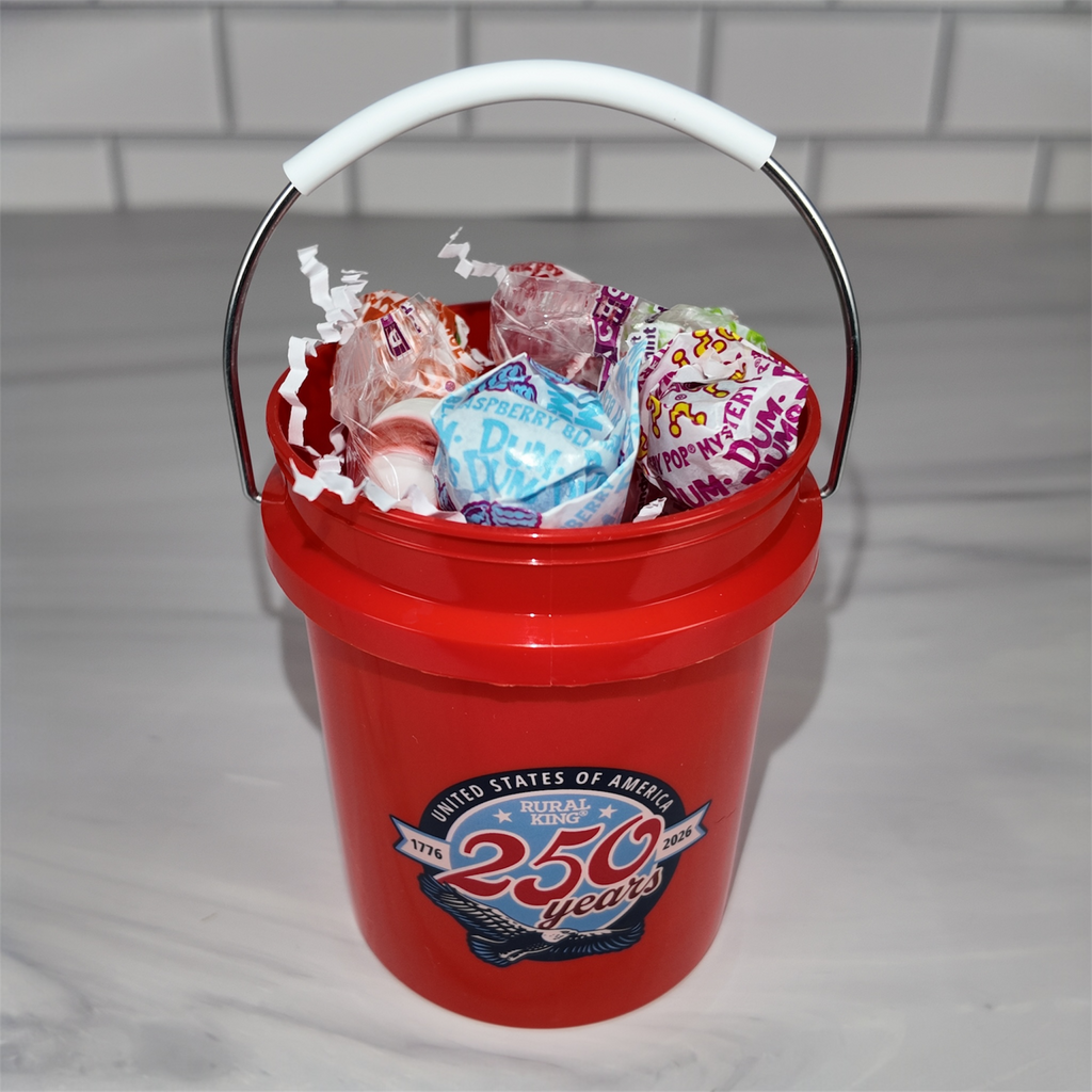 America 250 Years Mini Bucket Peppermint Lollipop Gift Set (Rural King)