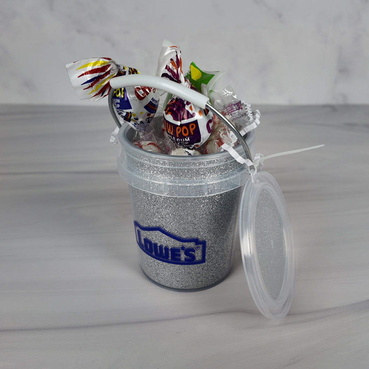 Silver Glitter Mini Bucket Gift Basket