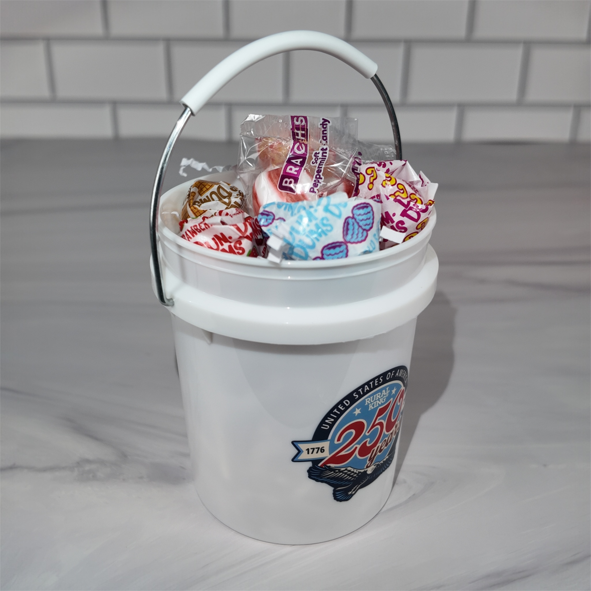 America 250 Years Mini Bucket Peppermint Lollipop Gift Set (Rural King)