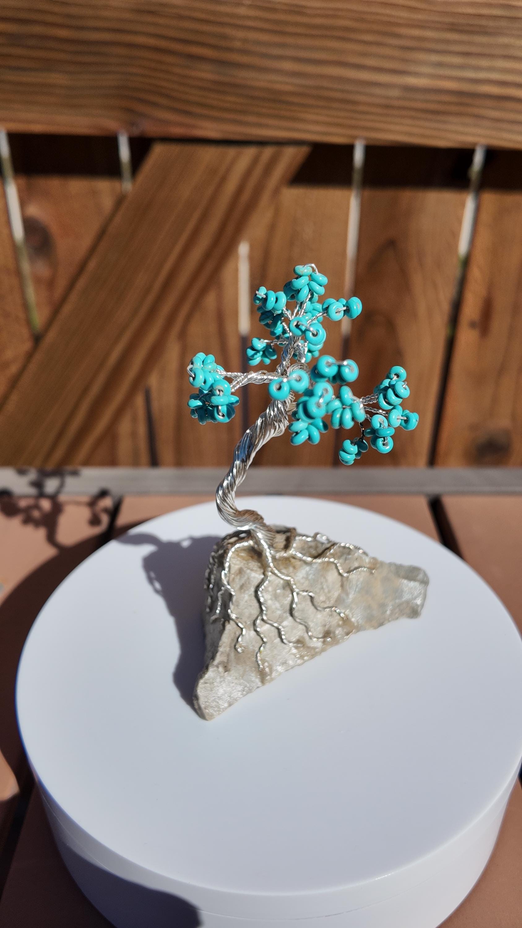 Reconstituted Howlite Turquoise Rondelle Beads Wire Tree #2505
