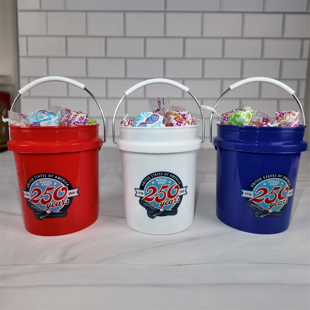 America 250 Years Mini Bucket Peppermint Lollipop Gift Set (Rural King)