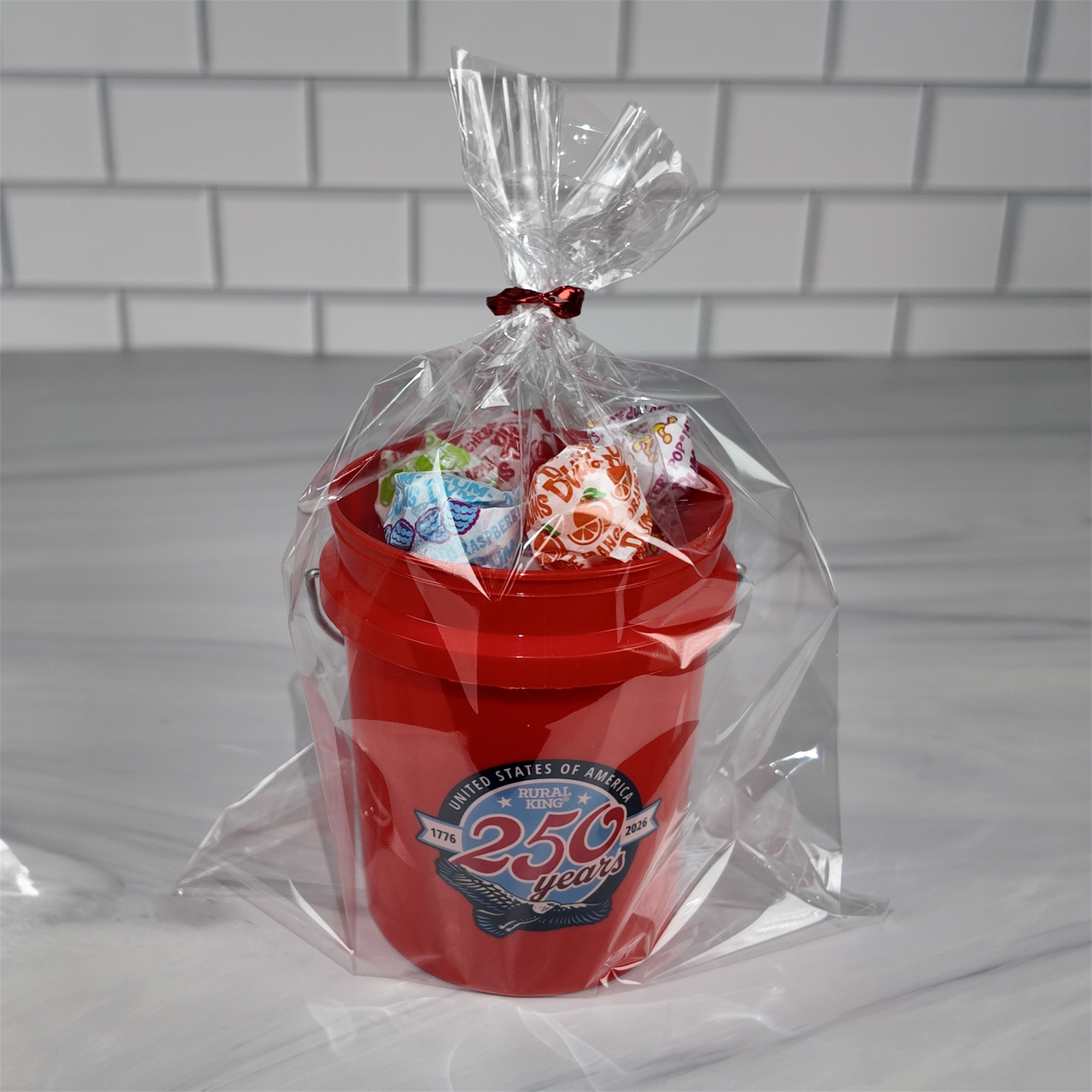 America 250 Years Mini Bucket Peppermint Lollipop Gift Set (Rural King)