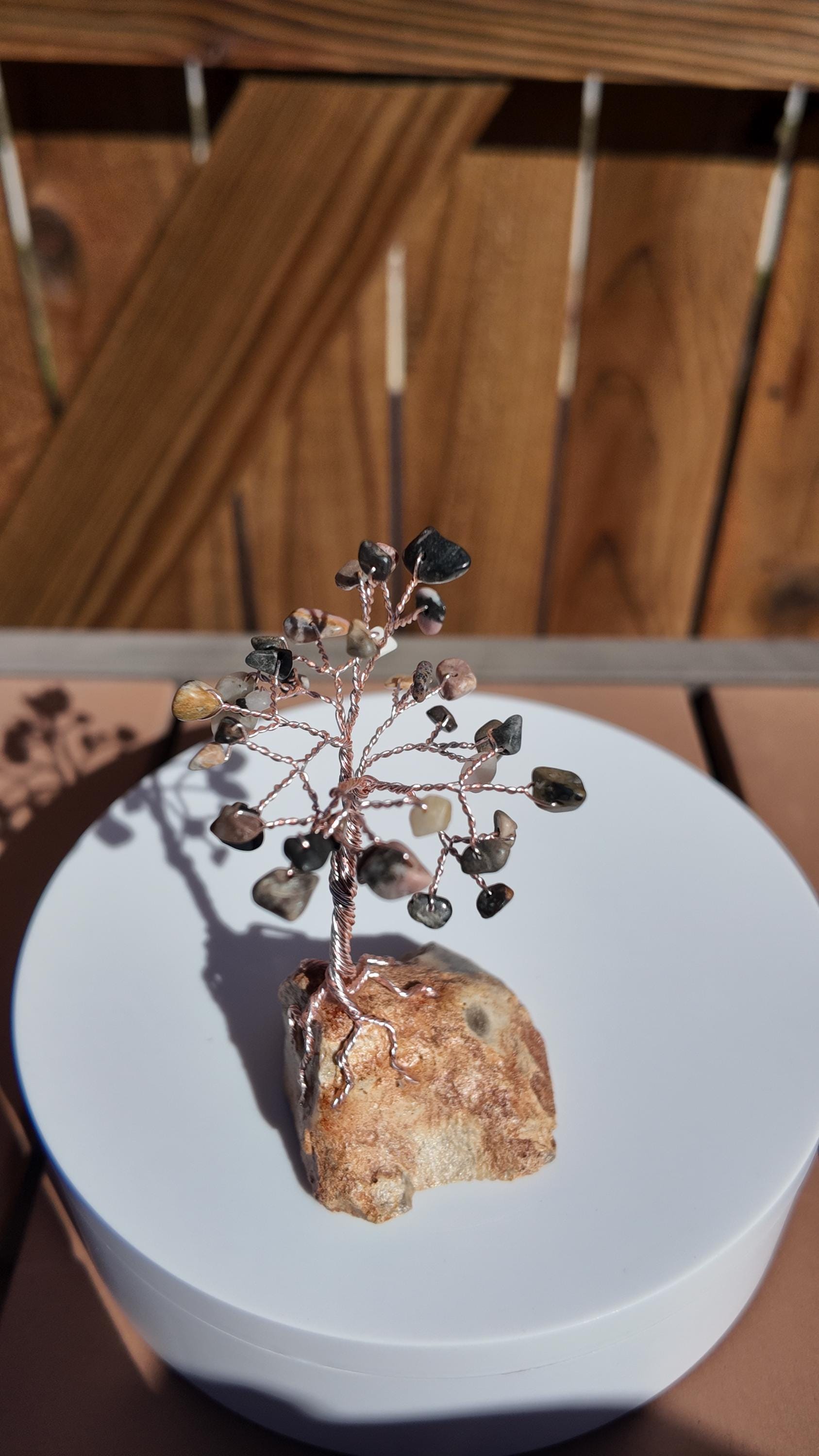 Rhodonite Stone Wire Tree #2512
