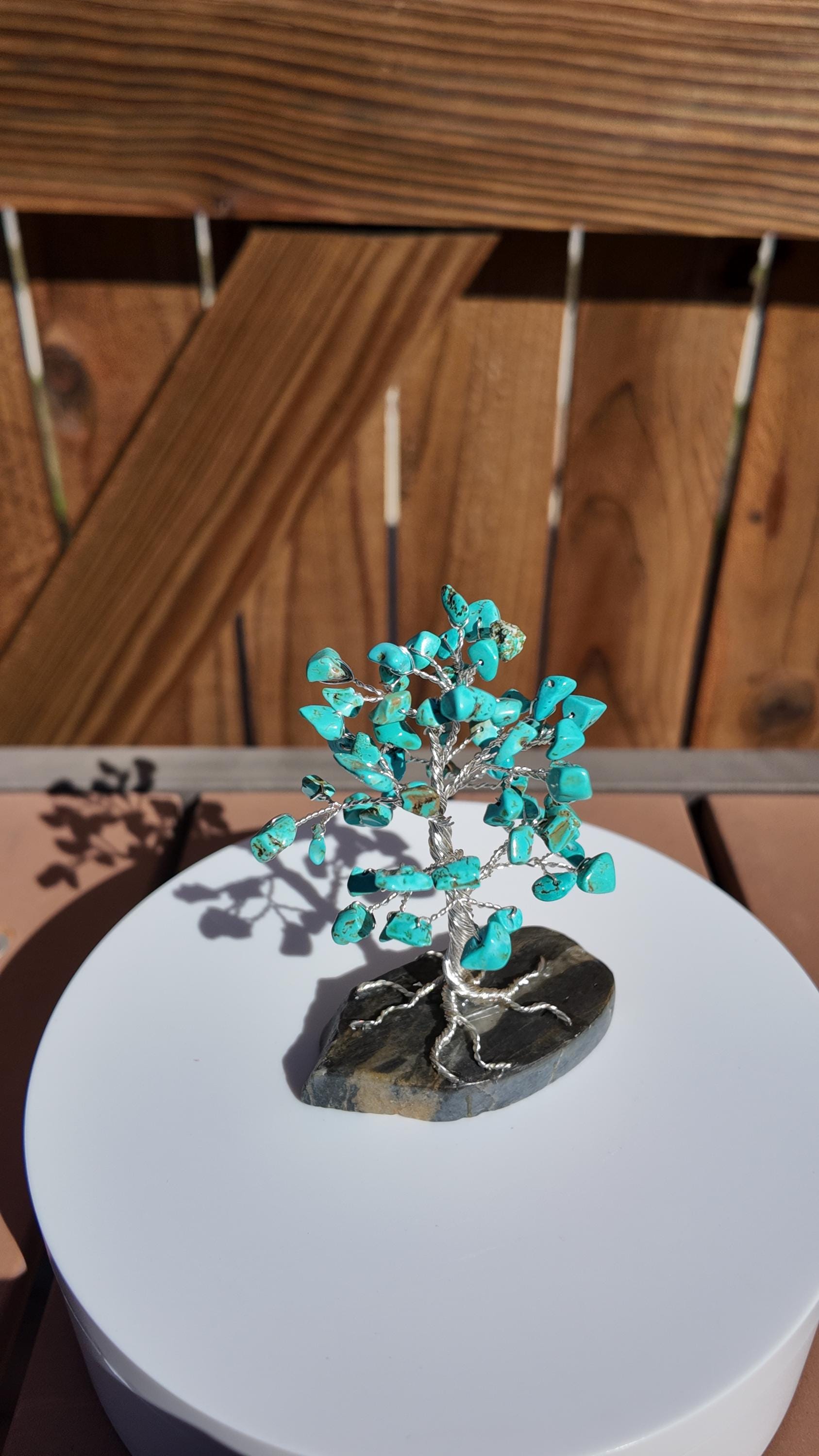Turquoise Stone Chips Wire Tree (December Birthstone) #2511