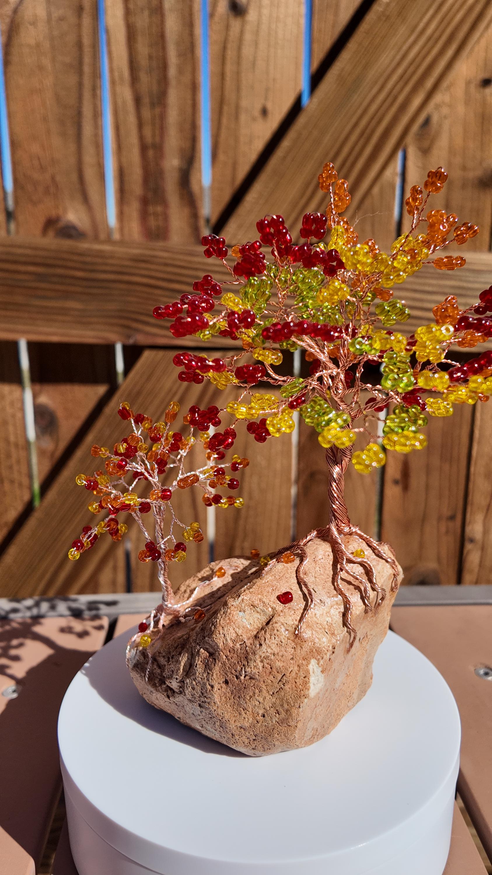 Multi-Colored Glass Beads Wire Tree #2513