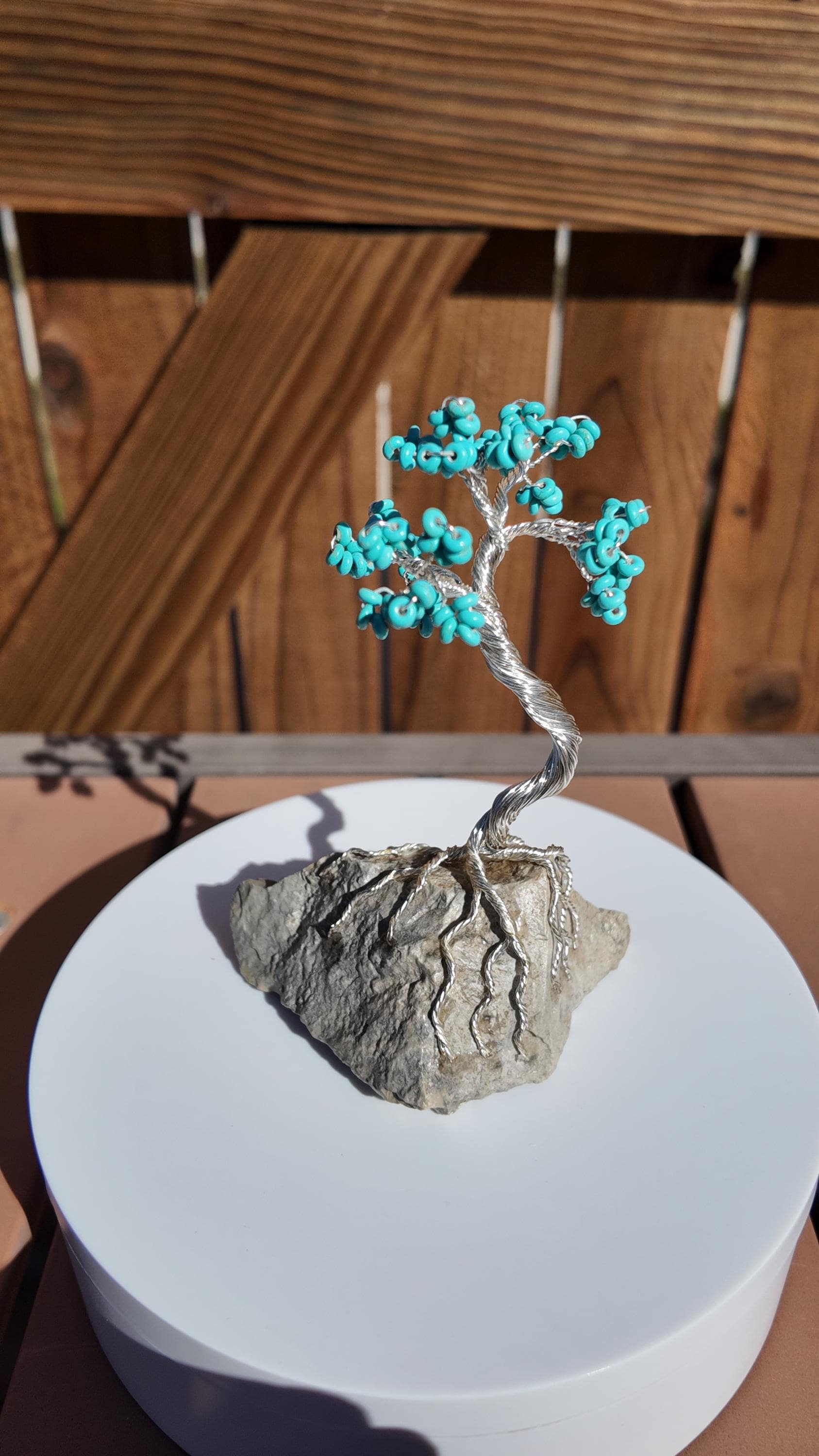 Reconstituted Howlite Turquoise Rondelle Beads Wire Tree #2505