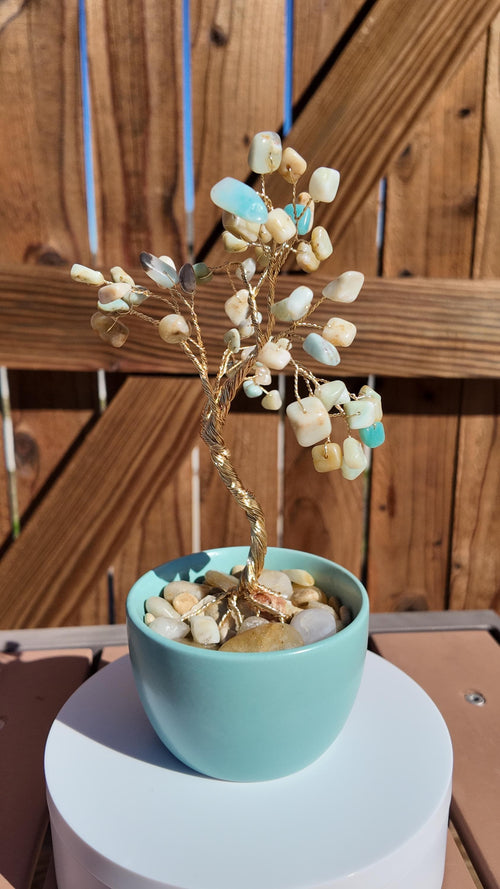 Amazonite Stone Chips Wire Tree #2510