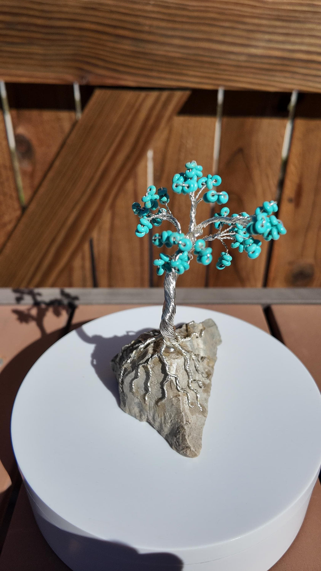 Reconstituted Howlite Turquoise Rondelle Beads Wire Tree #2505