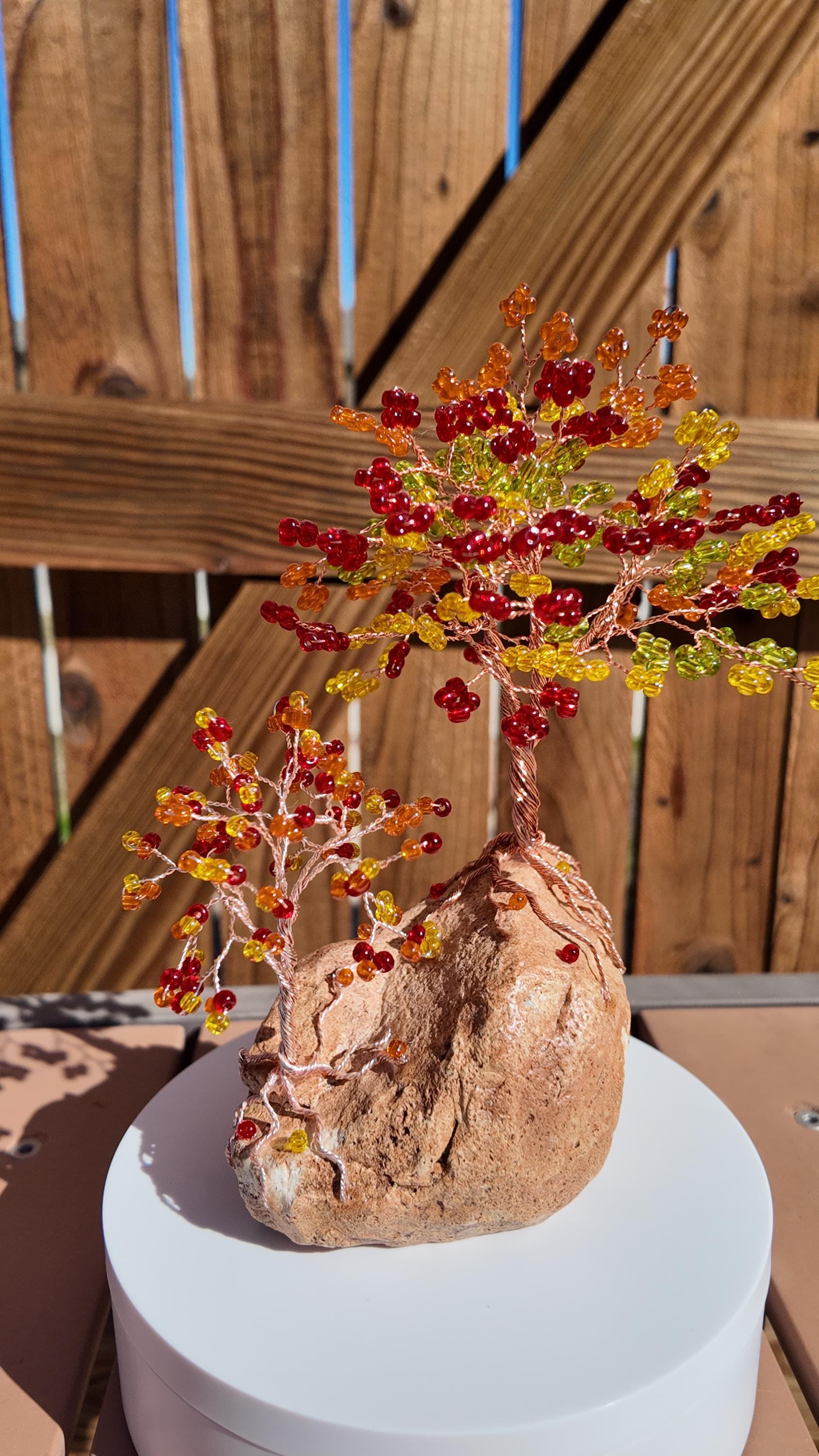 Multi-Colored Glass Beads Wire Tree #2513