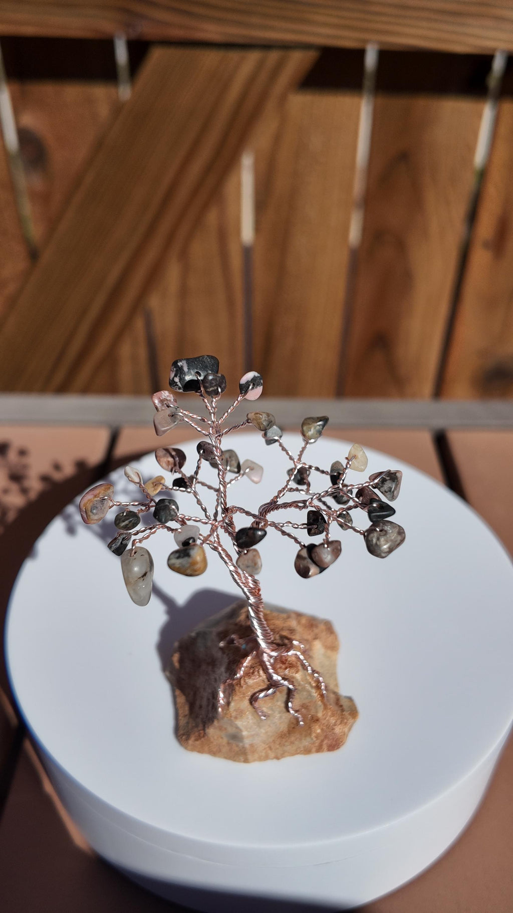 Rhodonite Stone Wire Tree #2512
