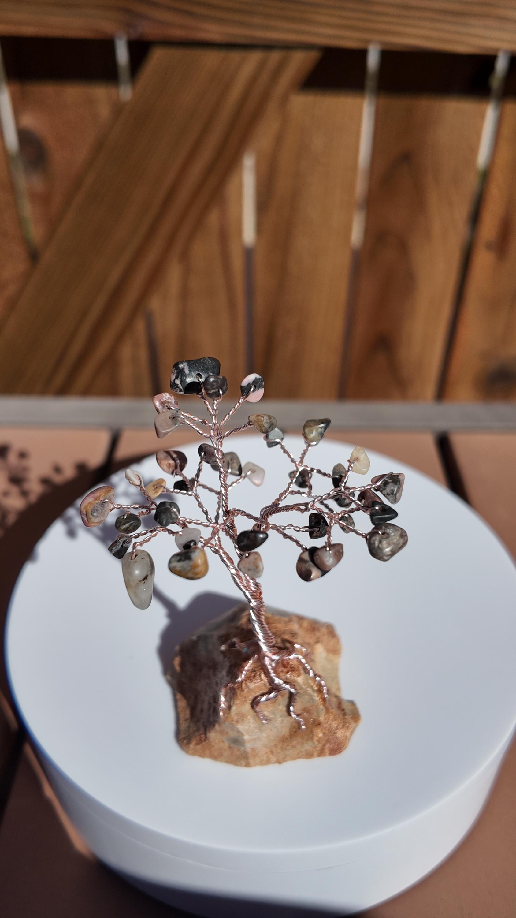 Rhodonite Stone Wire Tree #2512