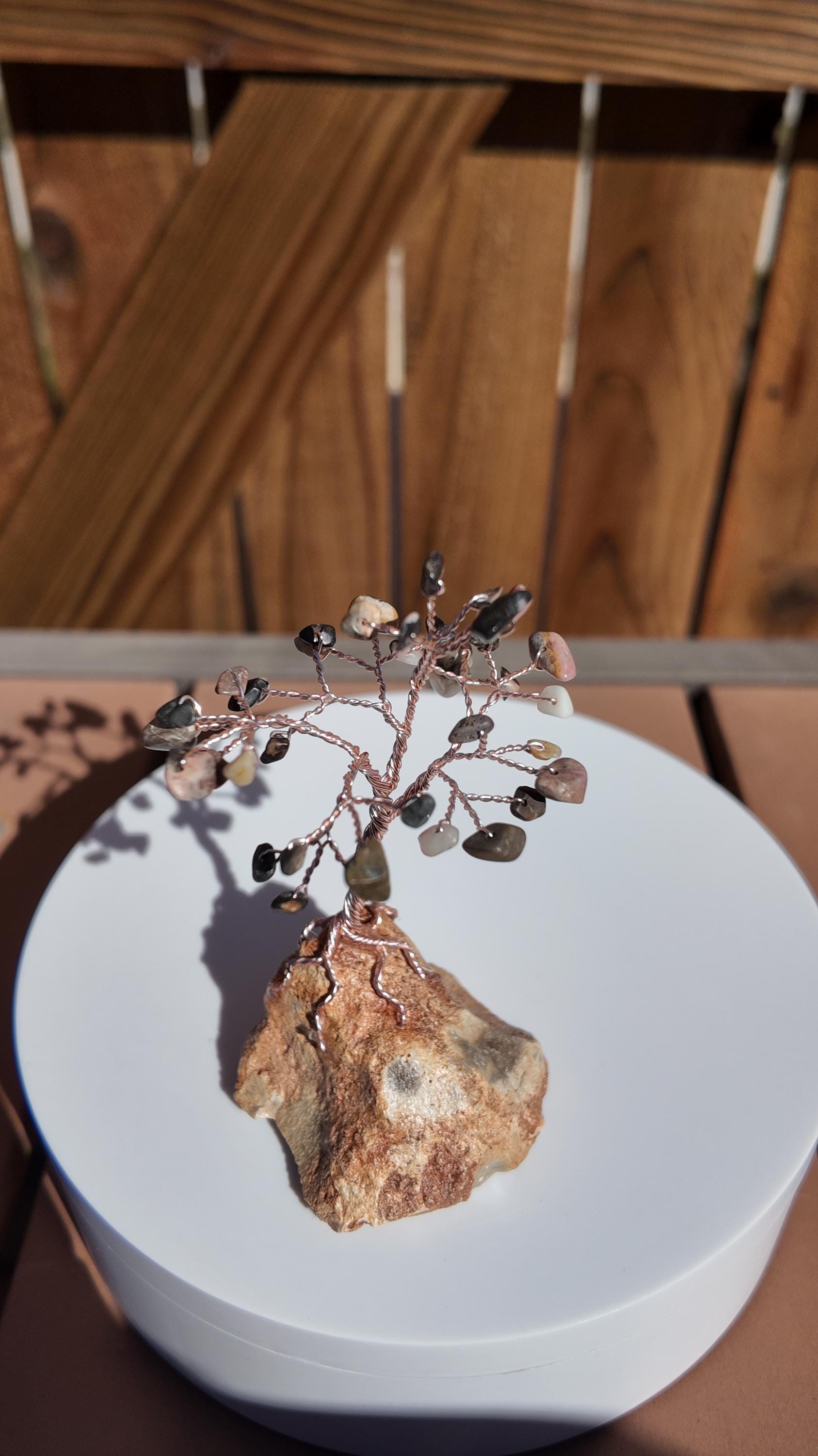 Rhodonite Stone Wire Tree #2512