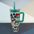 H-E-B Summer Snacks 40 oz Insulated Tumbler with Handle – Teal Stainless Steel Travel Cup
