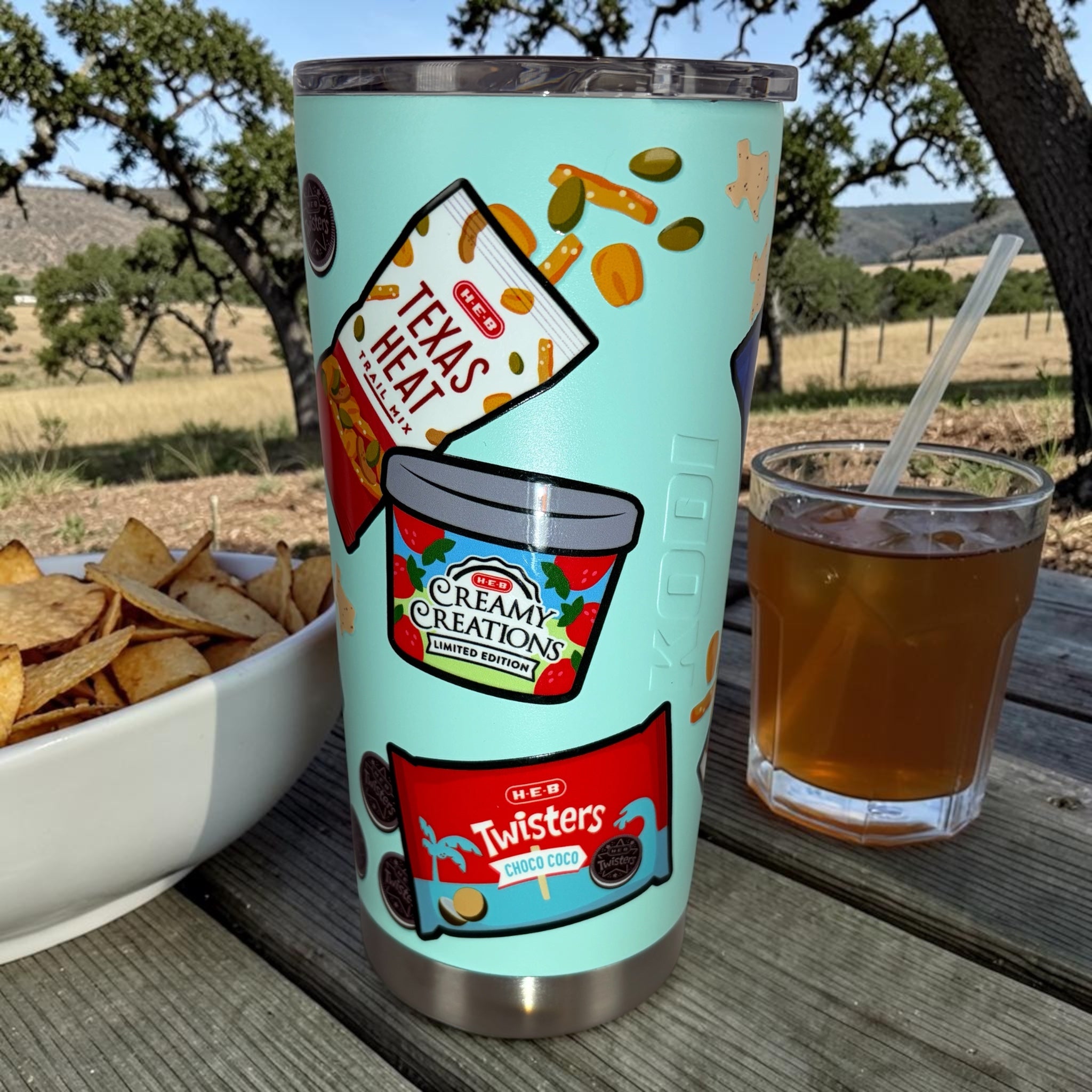H-E-B KODI 22 oz Insulated Stainless Steel Tumbler with Handle – Teal Summer Snacks Travel Cup