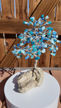 Aqua Quartzite Stone Chips Wire Tree #2508