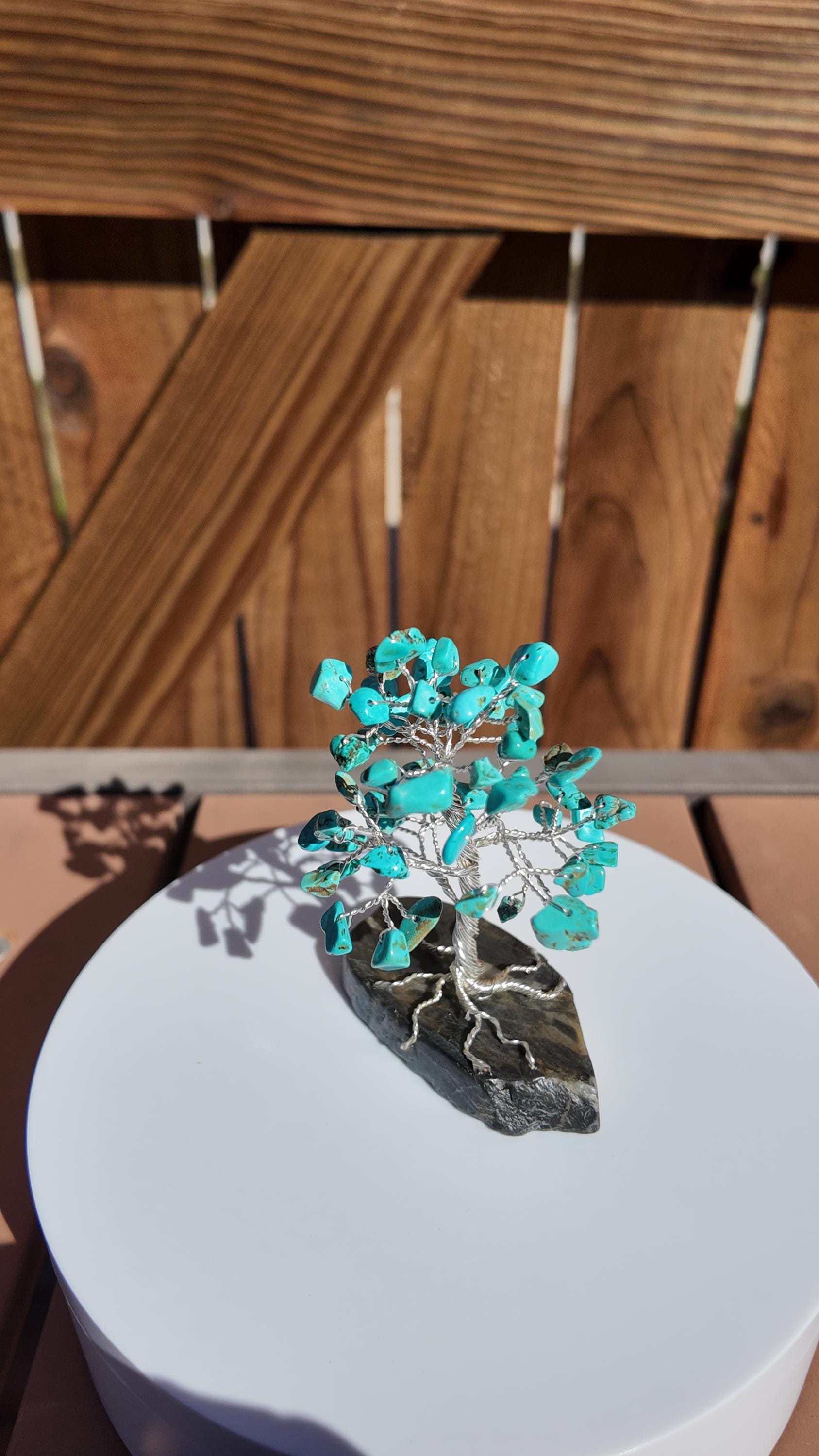 Turquoise Stone Chips Wire Tree (December Birthstone) #2511