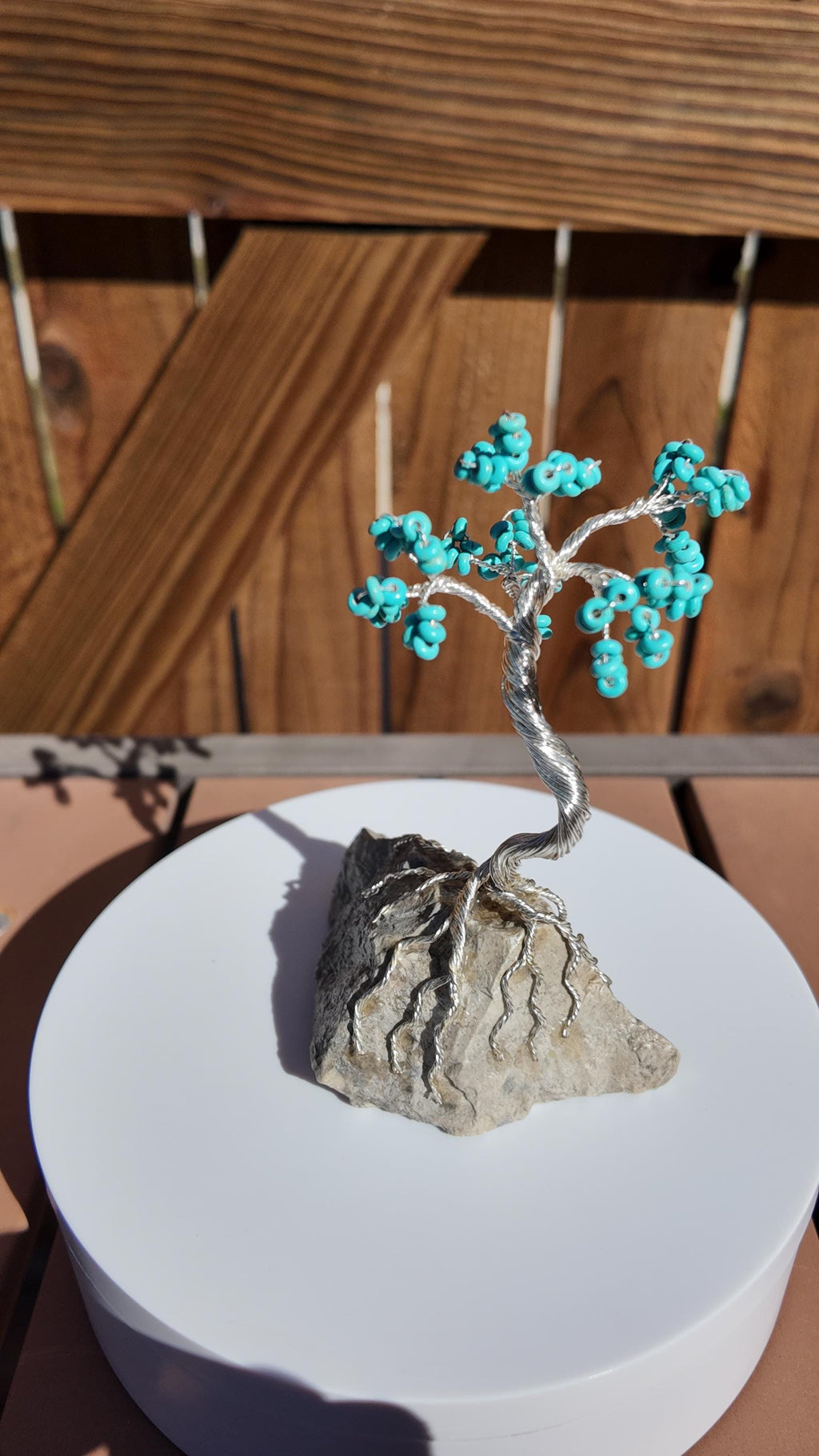 Reconstituted Howlite Turquoise Rondelle Beads Wire Tree #2505
