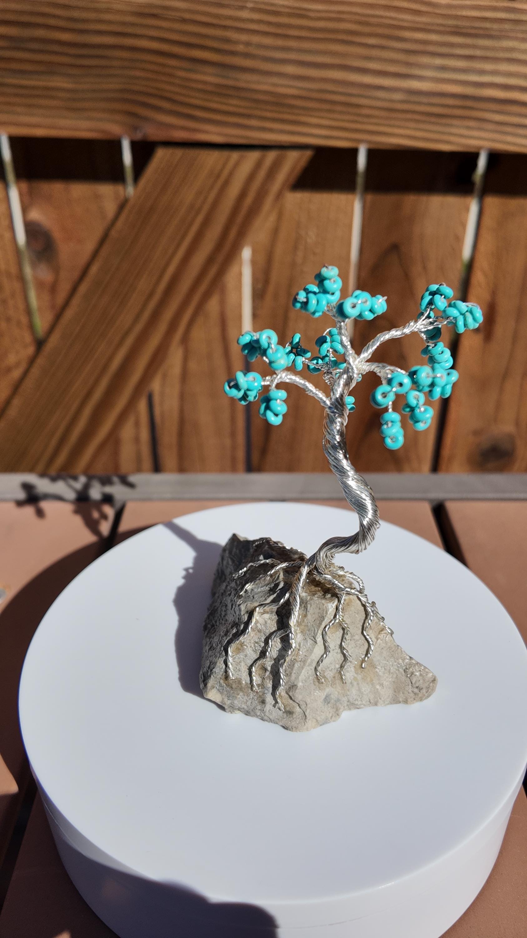 Reconstituted Howlite Turquoise Rondelle Beads Wire Tree #2505