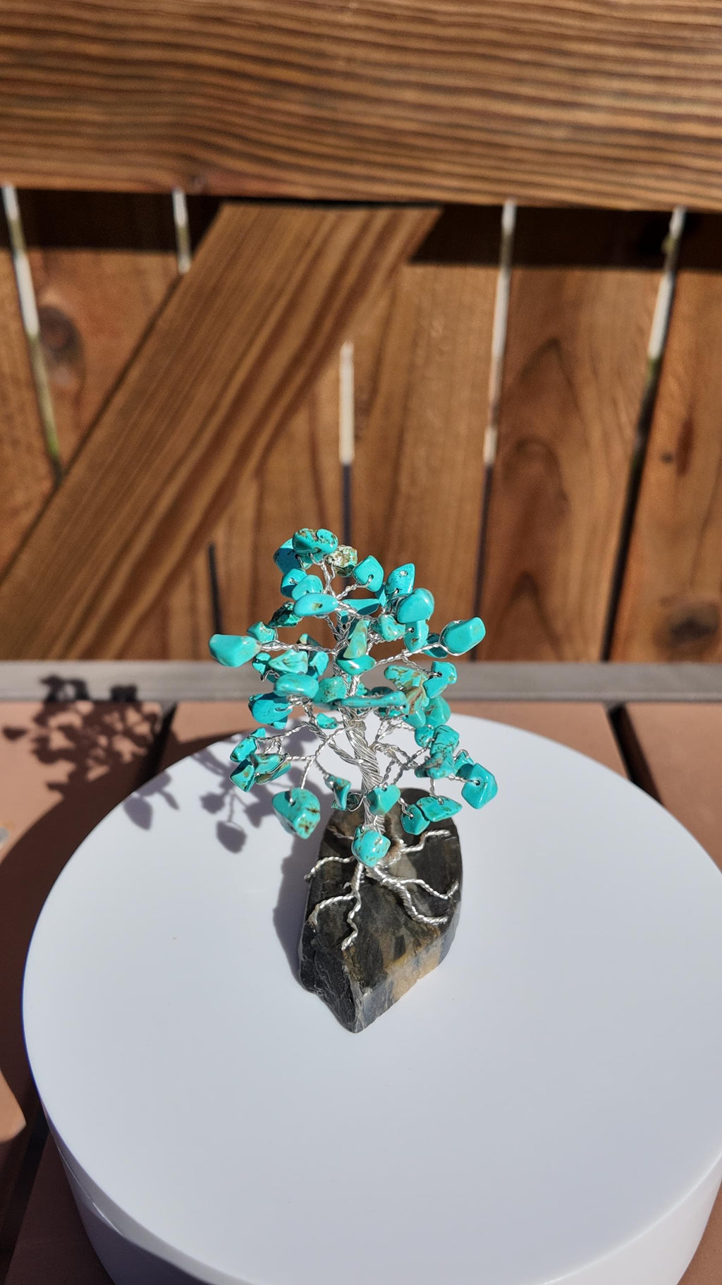 Turquoise Stone Chips Wire Tree (December Birthstone) #2511