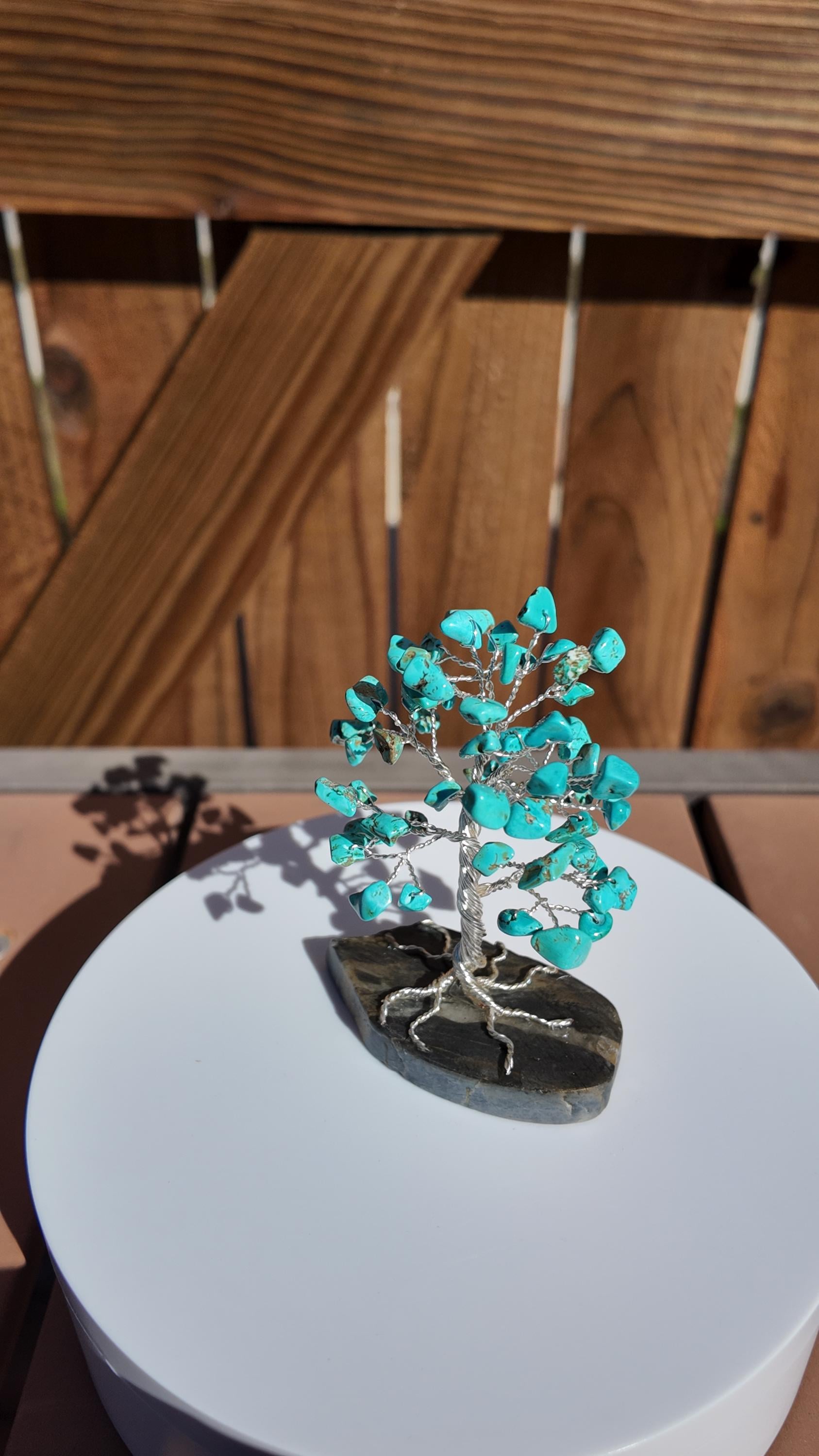 Turquoise Stone Chips Wire Tree (December Birthstone) #2511
