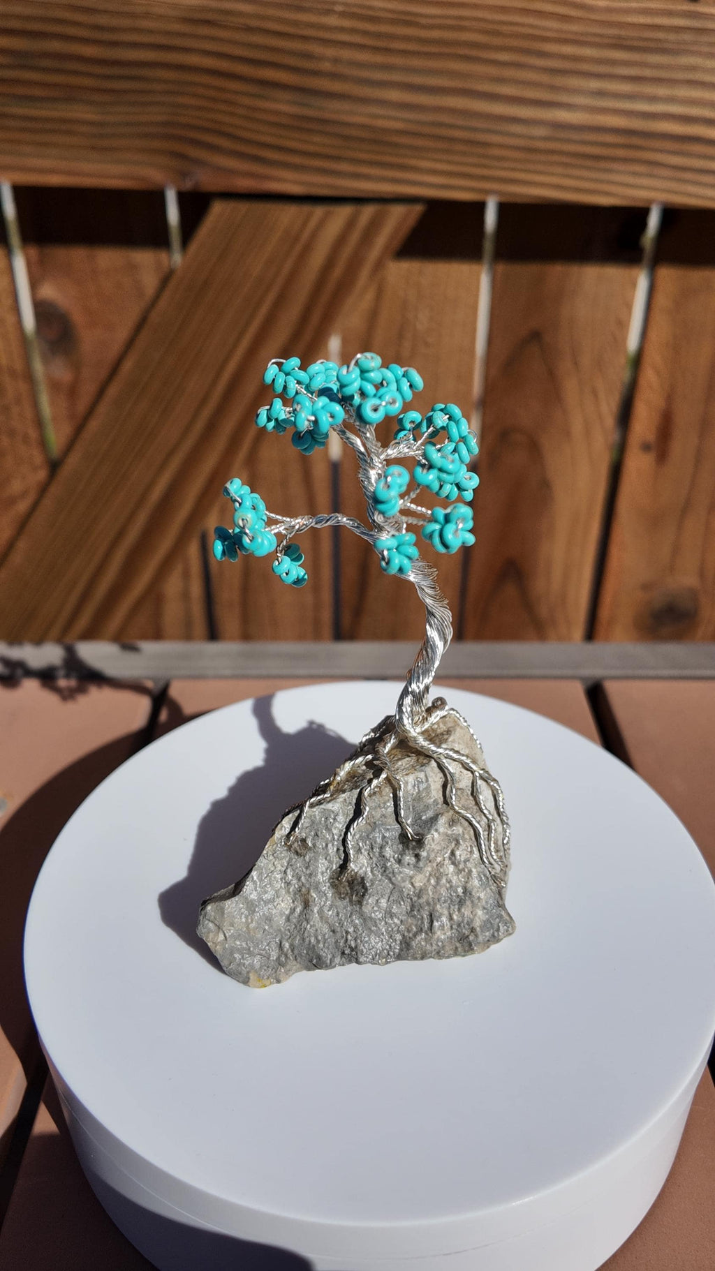 Reconstituted Howlite Turquoise Rondelle Beads Wire Tree #2505