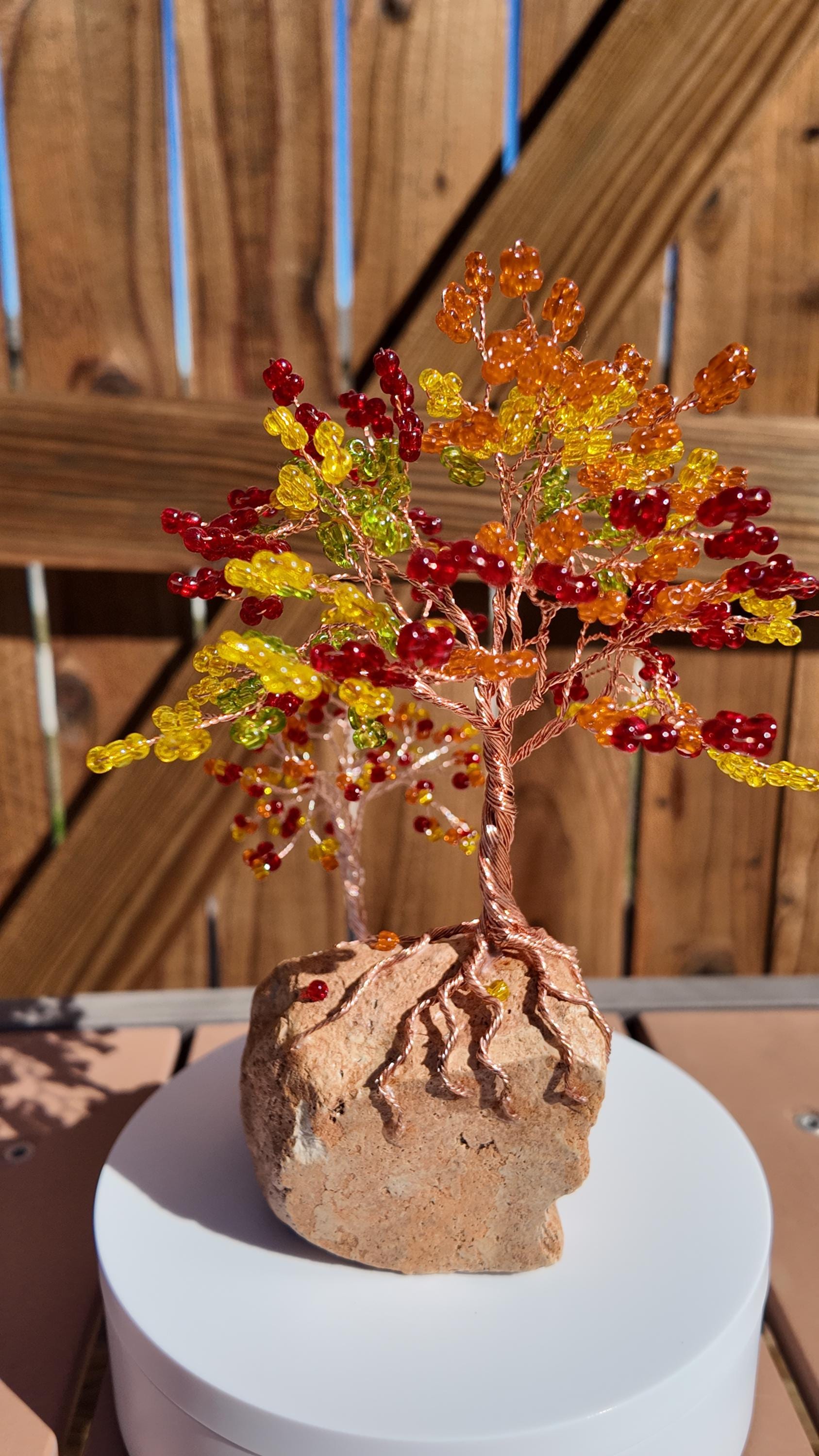 Multi-Colored Glass Beads Wire Tree #2513