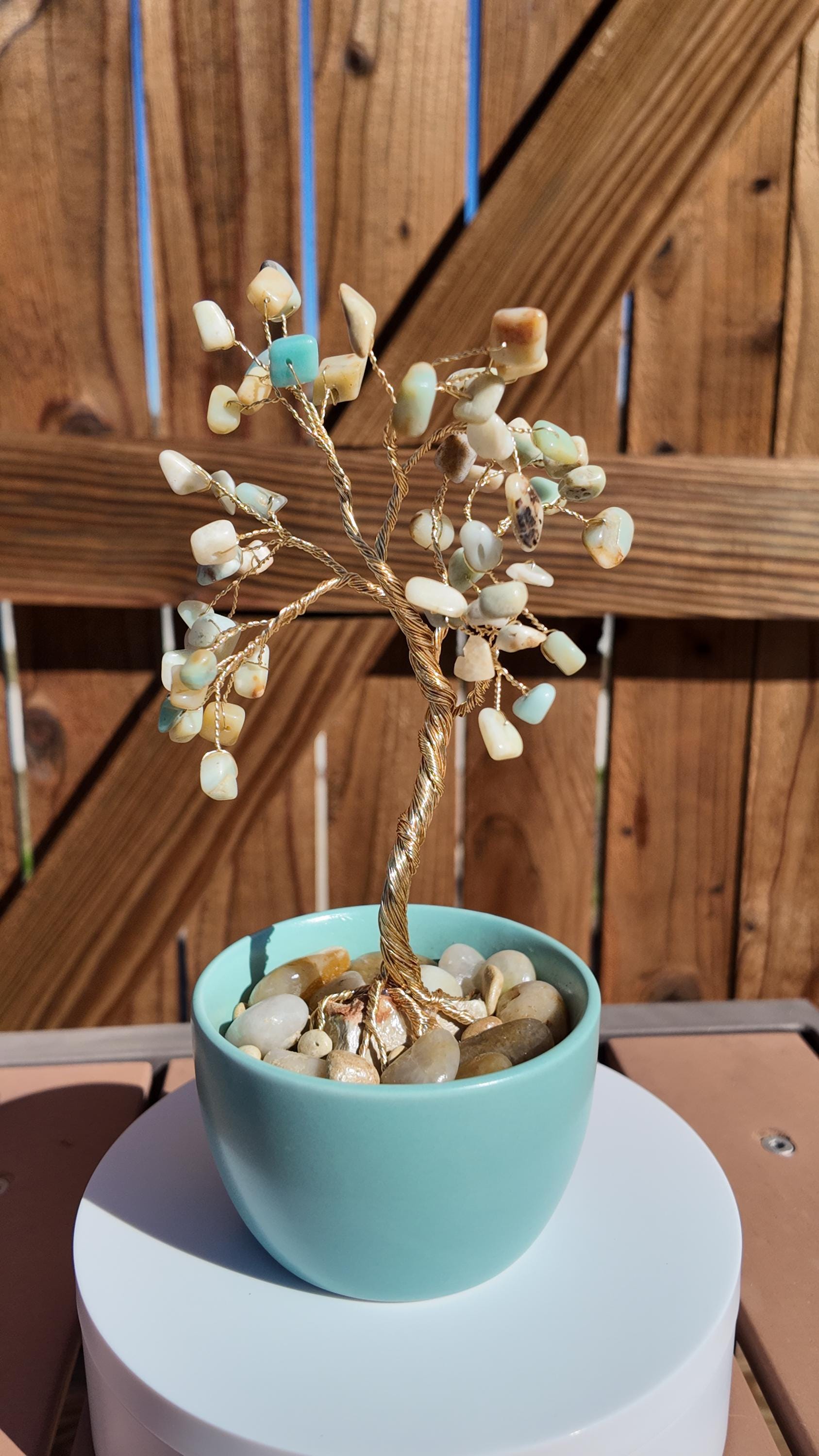 Amazonite Stone Chips Wire Tree #2510