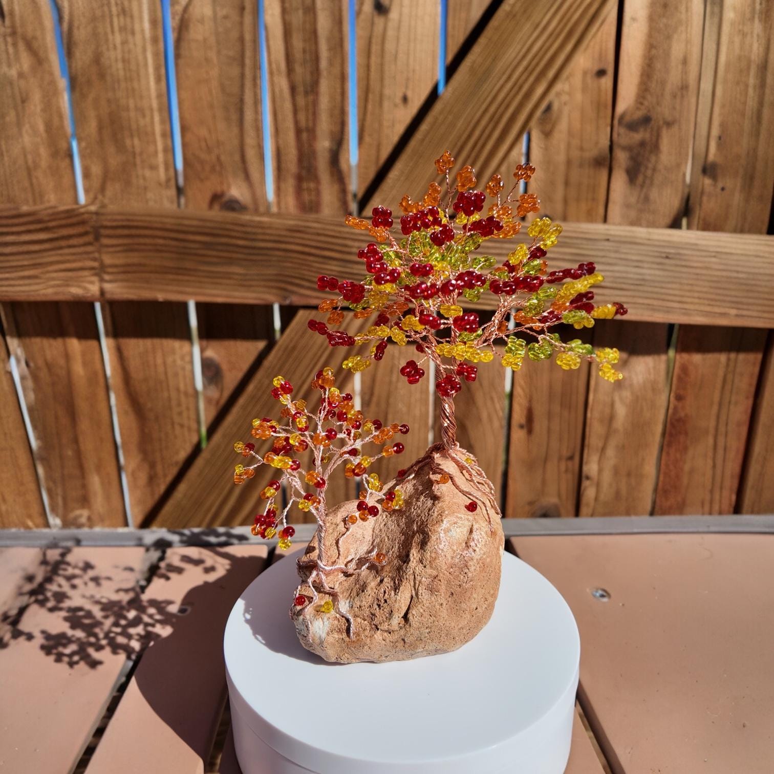 Multi-Colored Glass Beads Wire Tree #2513