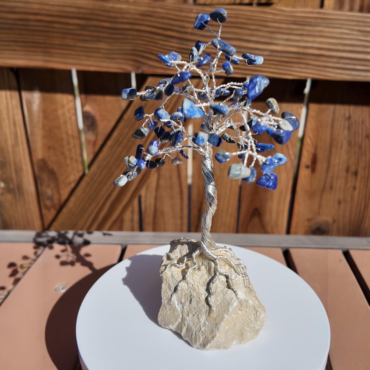 Lapis Lazuli Stone Chips Wire Tree (September Birthstone) #2503
