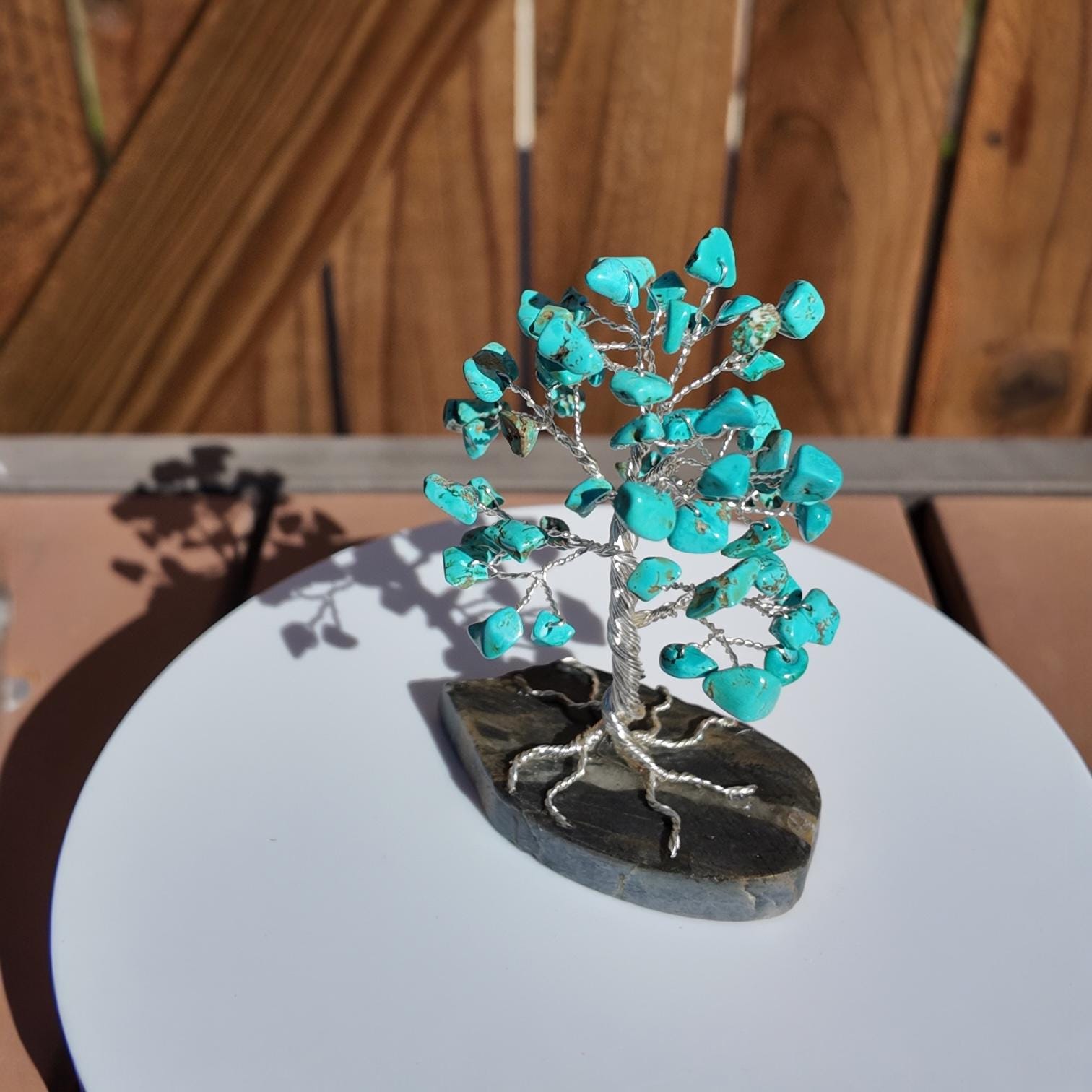 Turquoise Stone Chips Wire Tree (December Birthstone) #2511