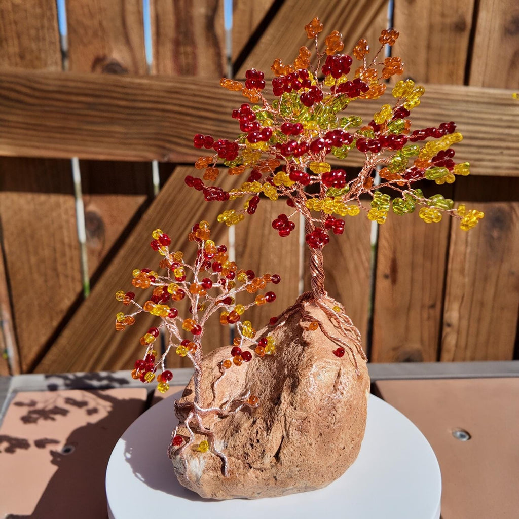 Multi-Colored Glass Beads Wire Tree #2513