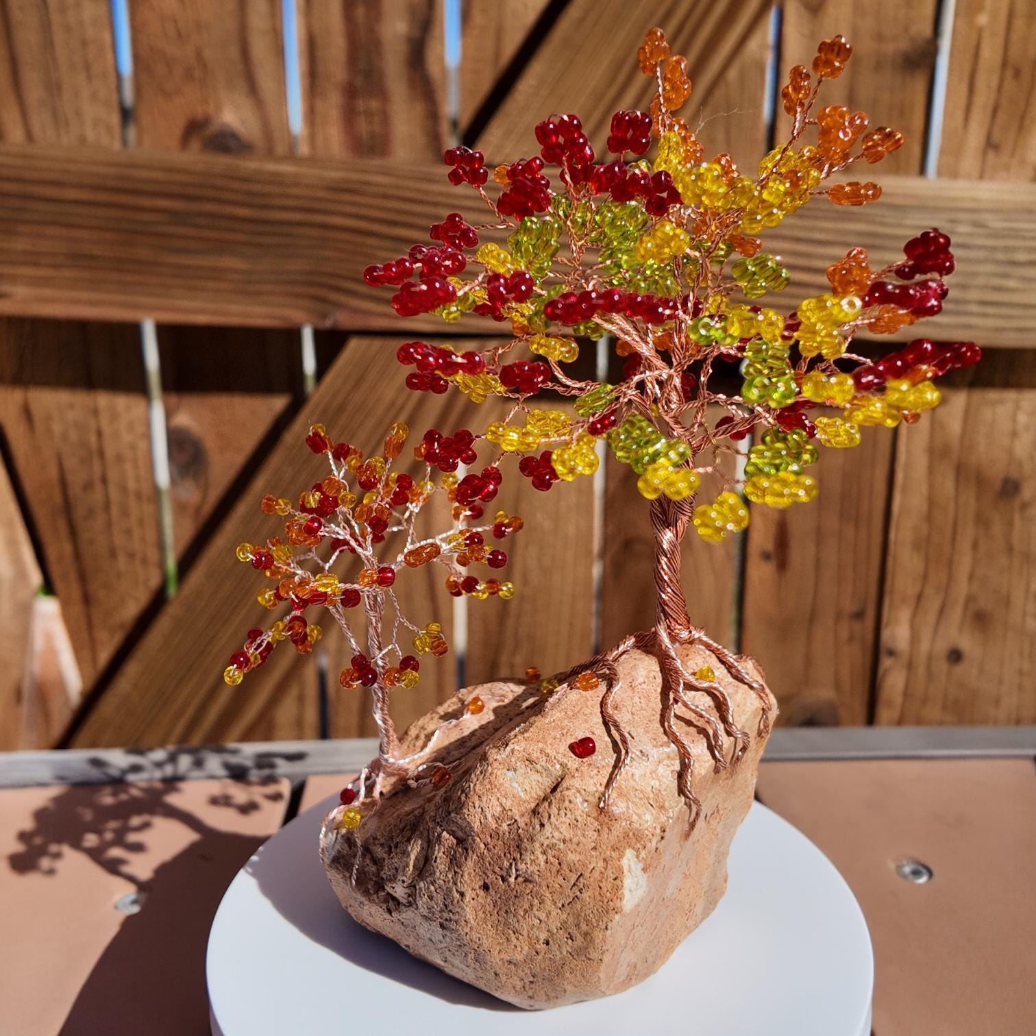 Multi-Colored Glass Beads Wire Tree #2513