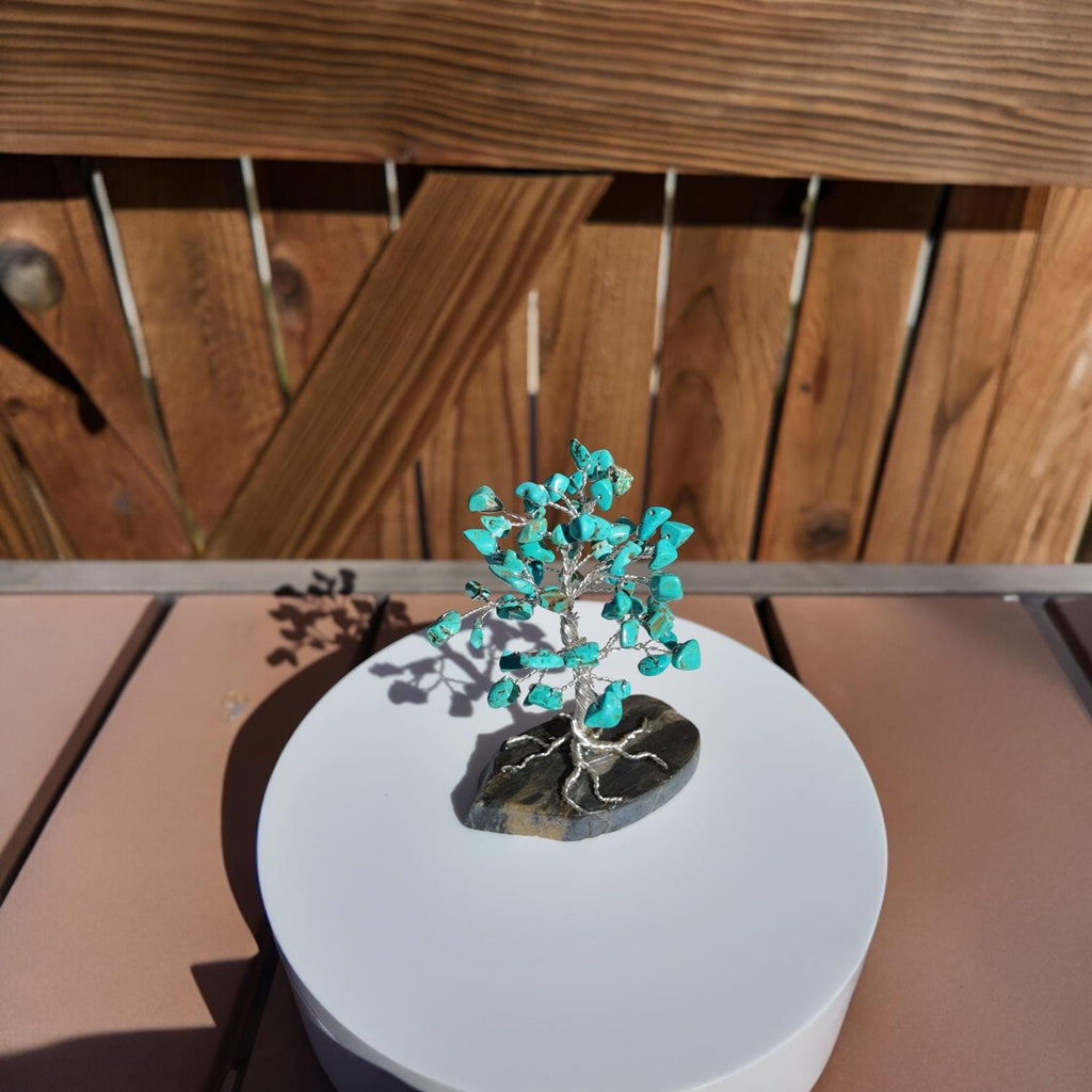 Turquoise Stone Chips Wire Tree (December Birthstone) #2511