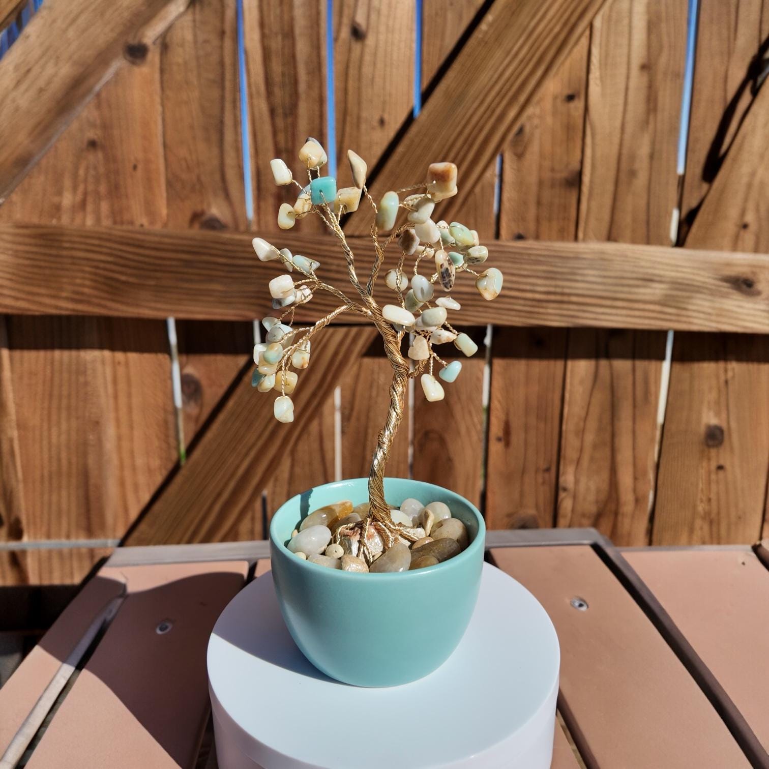 Amazonite Stone Chips Wire Tree #2510