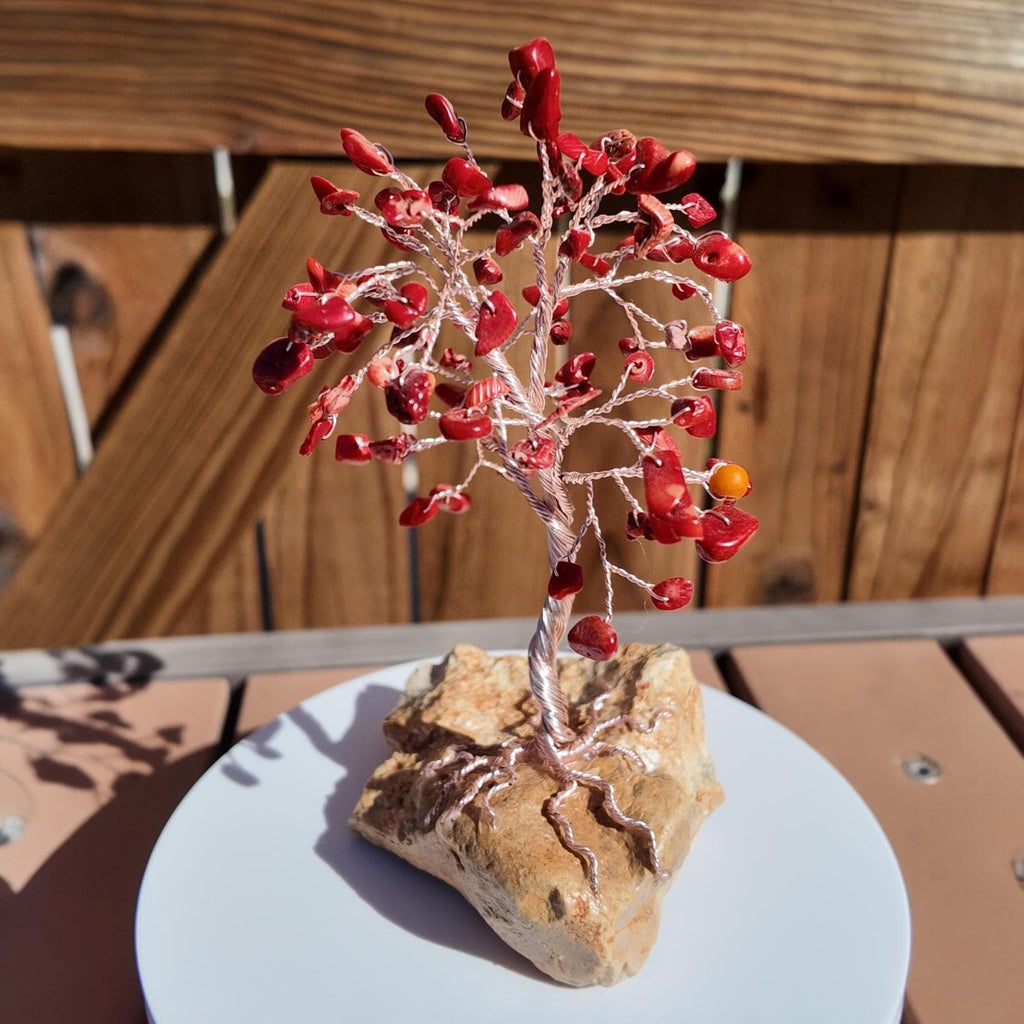 Dyed Bamboo Coral Wire Tree #2509