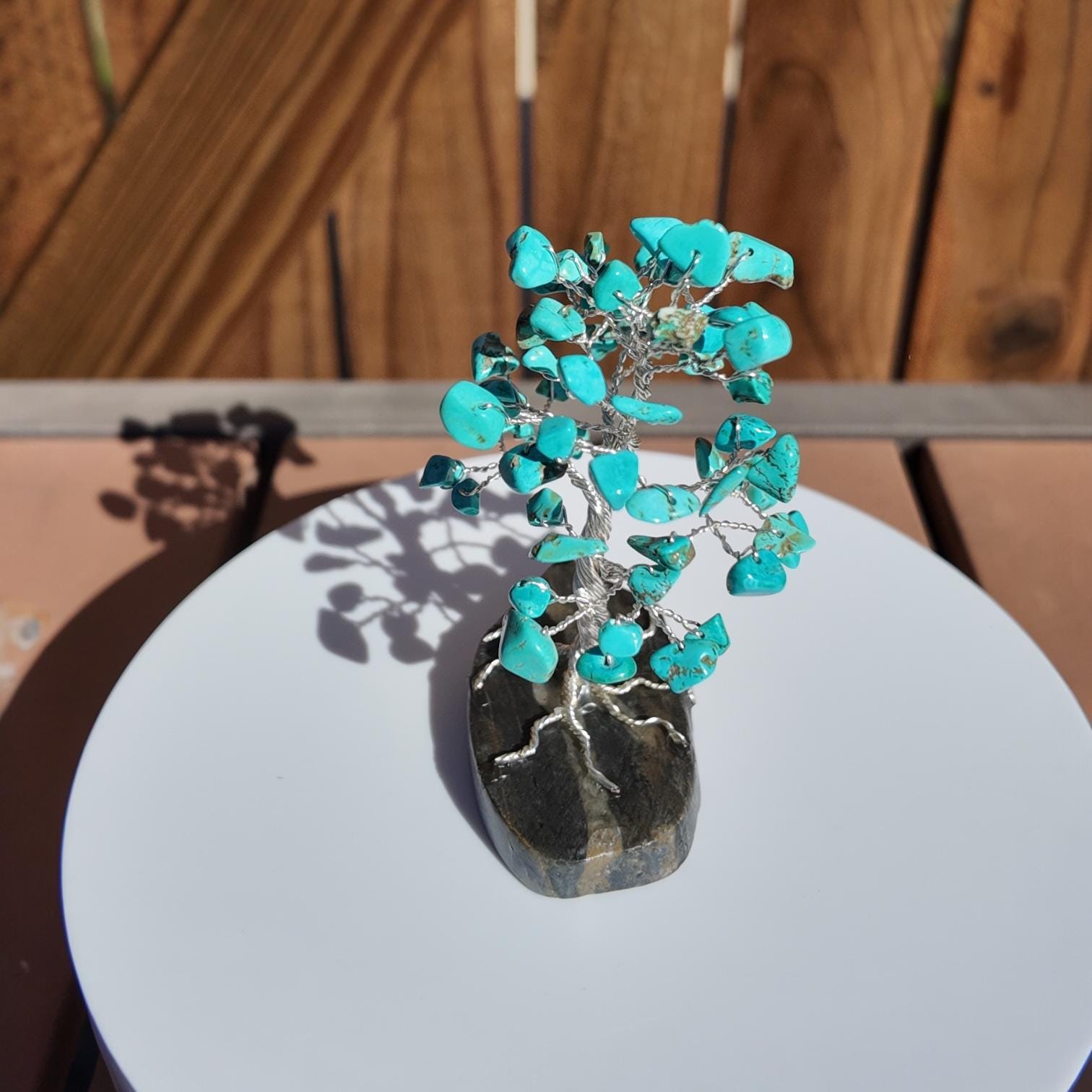 Turquoise Stone Chips Wire Tree (December Birthstone) #2511
