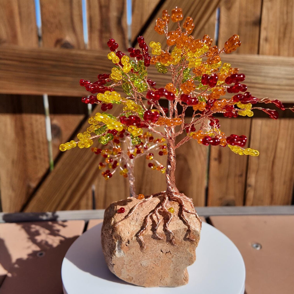 Multi-Colored Glass Beads Wire Tree #2513