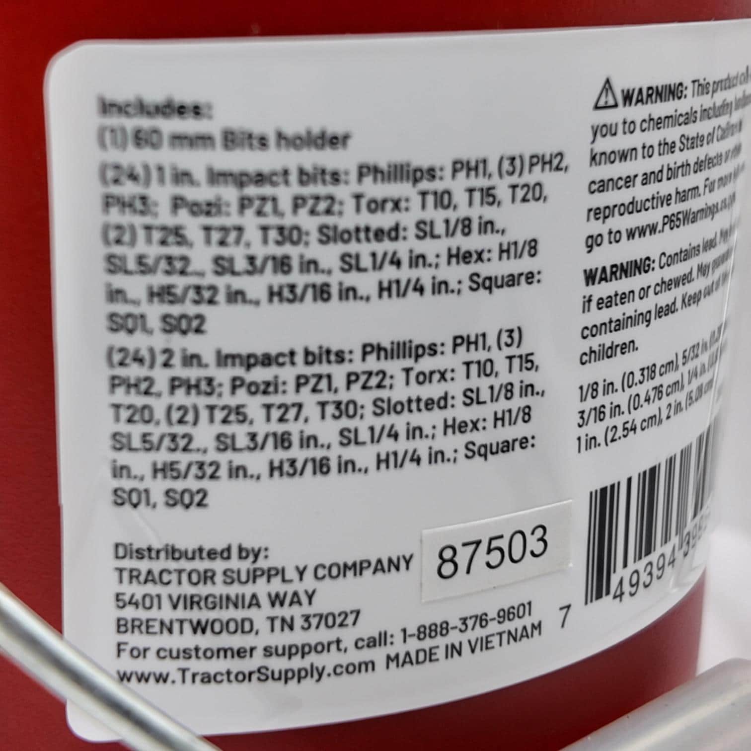 Tractor Supply Co Mini Bucket 49-Piece Impact Bit Set with Milwaukee Logo Sticker