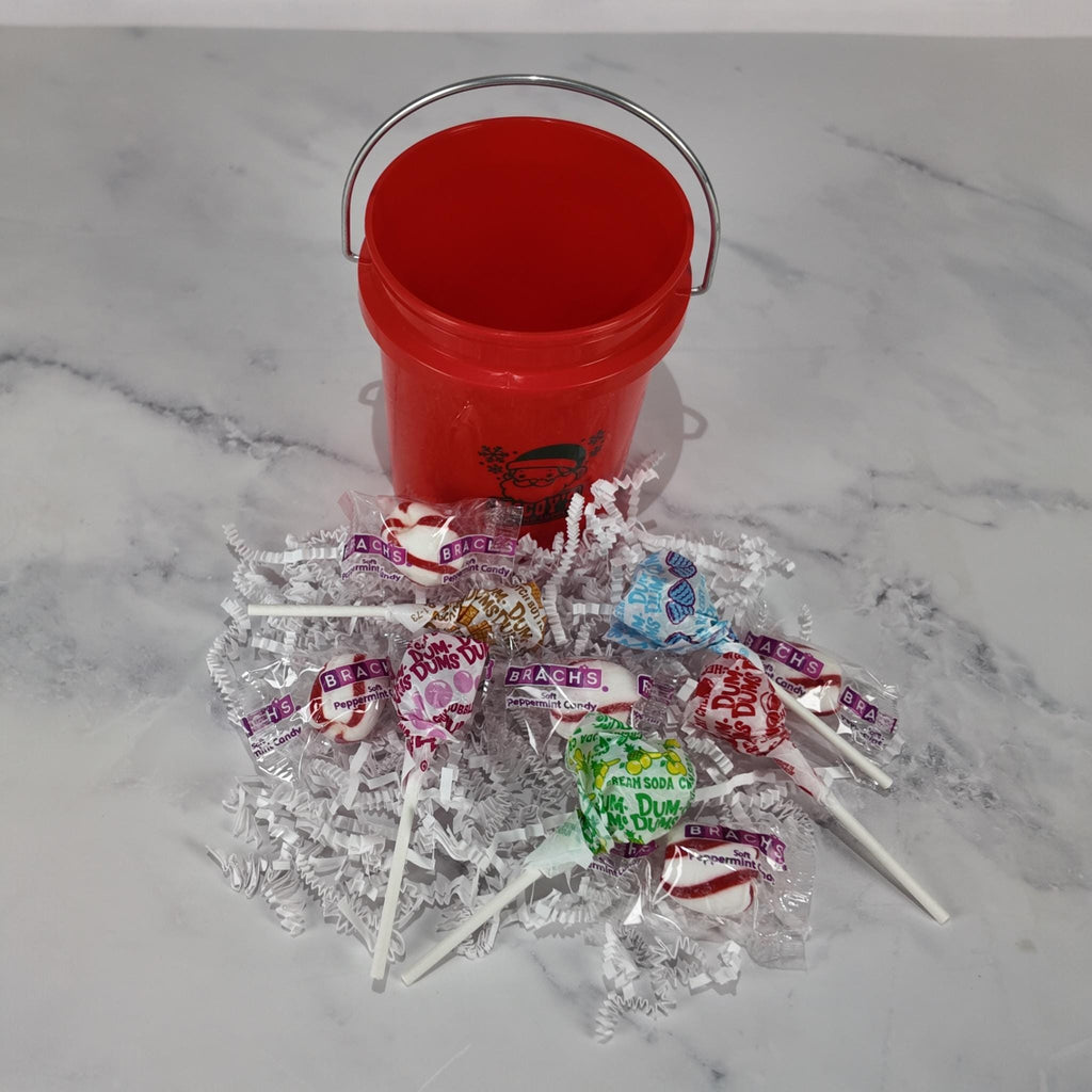 McCoy's 2025 Christmas Mini Bucket Peppermint Lollipop Gift Basket