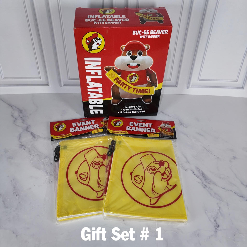 Buc-ee's Party Time Inflatable Beaver with Banner Gift Set #1
