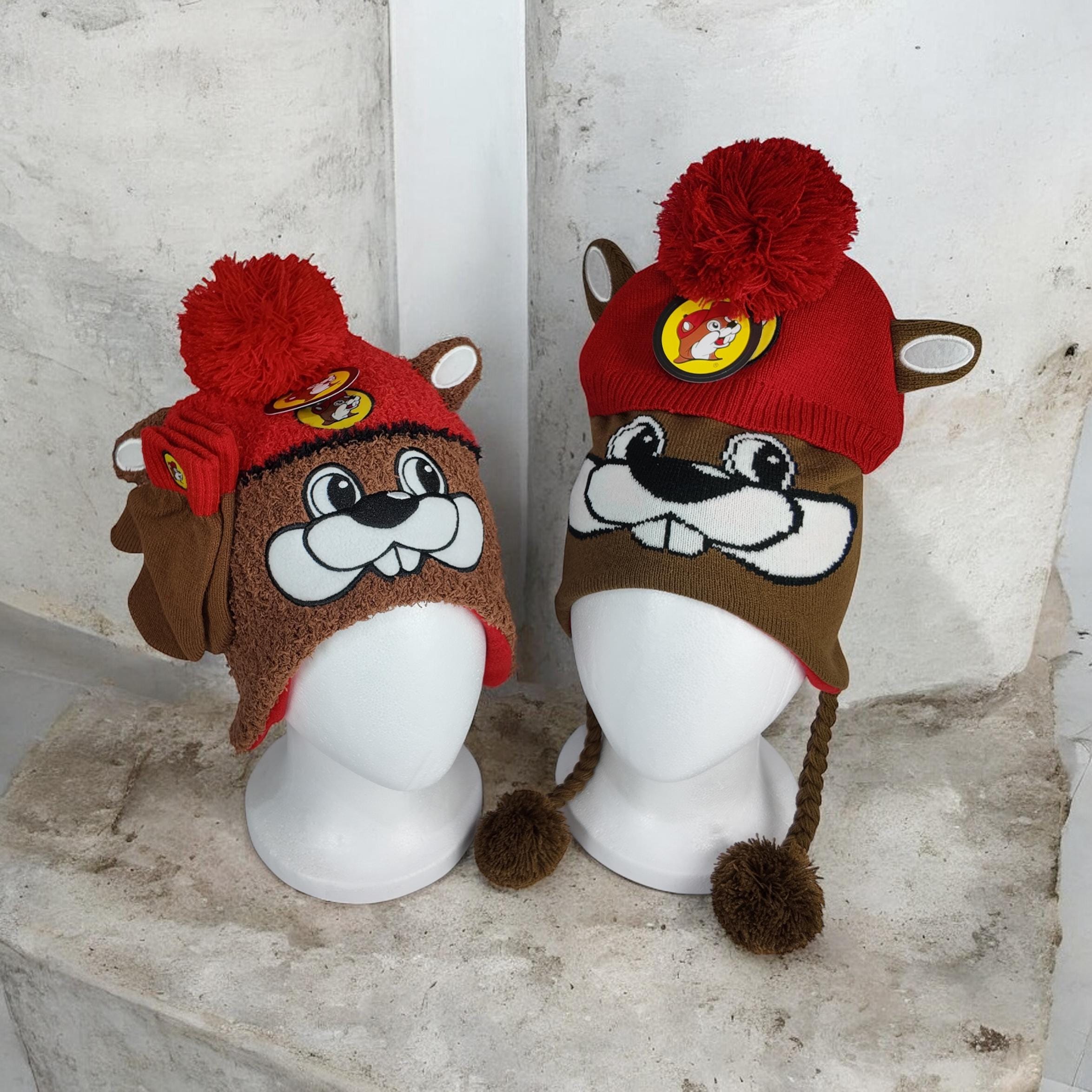 Buc-ee's Beaver Knit Face Beanie Hat Gift Sets