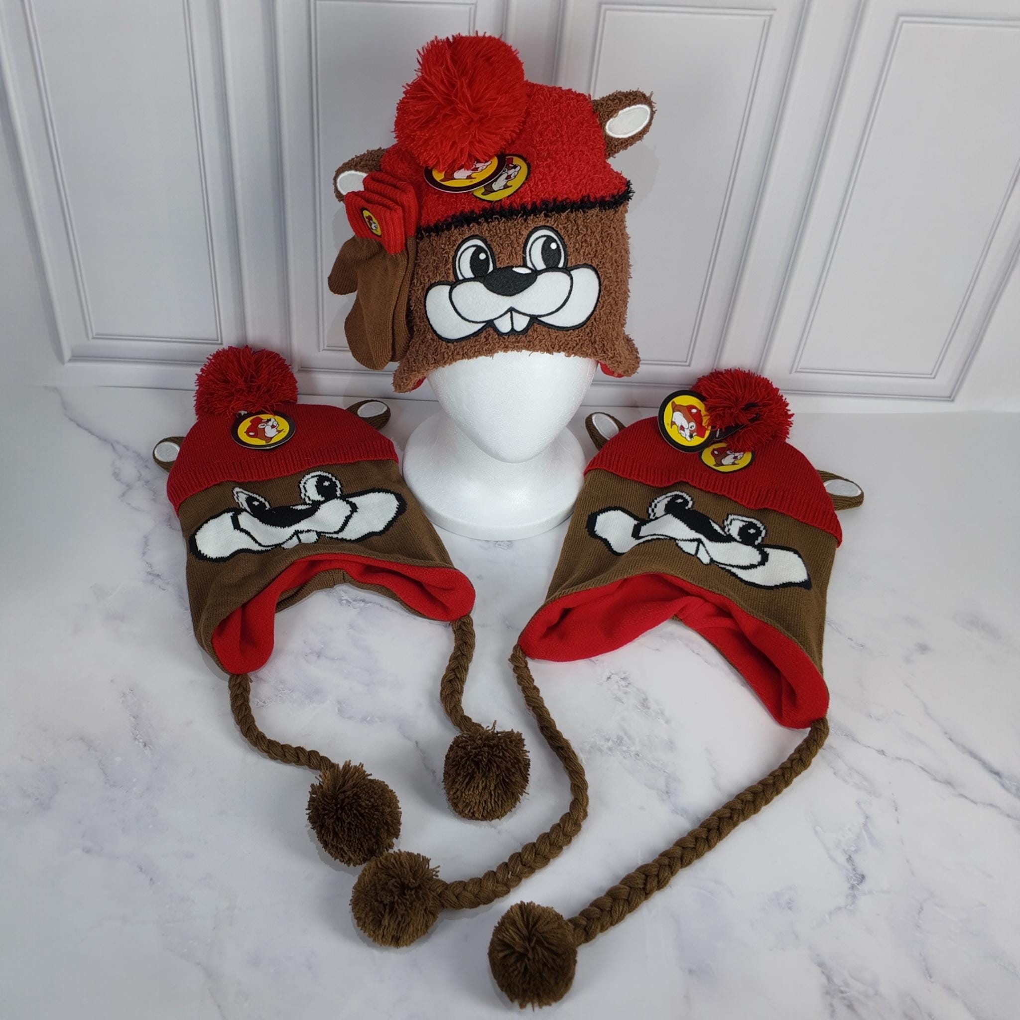 Buc-ee's Beaver Knit Face Beanie Hat Gift Sets