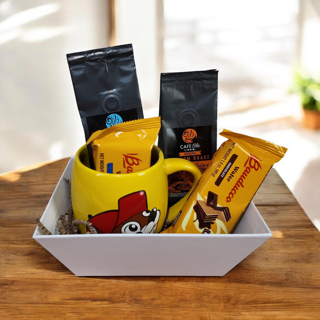 Taste of Texas Coffee Gift Basket: Buc-ee's Mug, H-E-B Coffee & Bauducco Wafers #2601