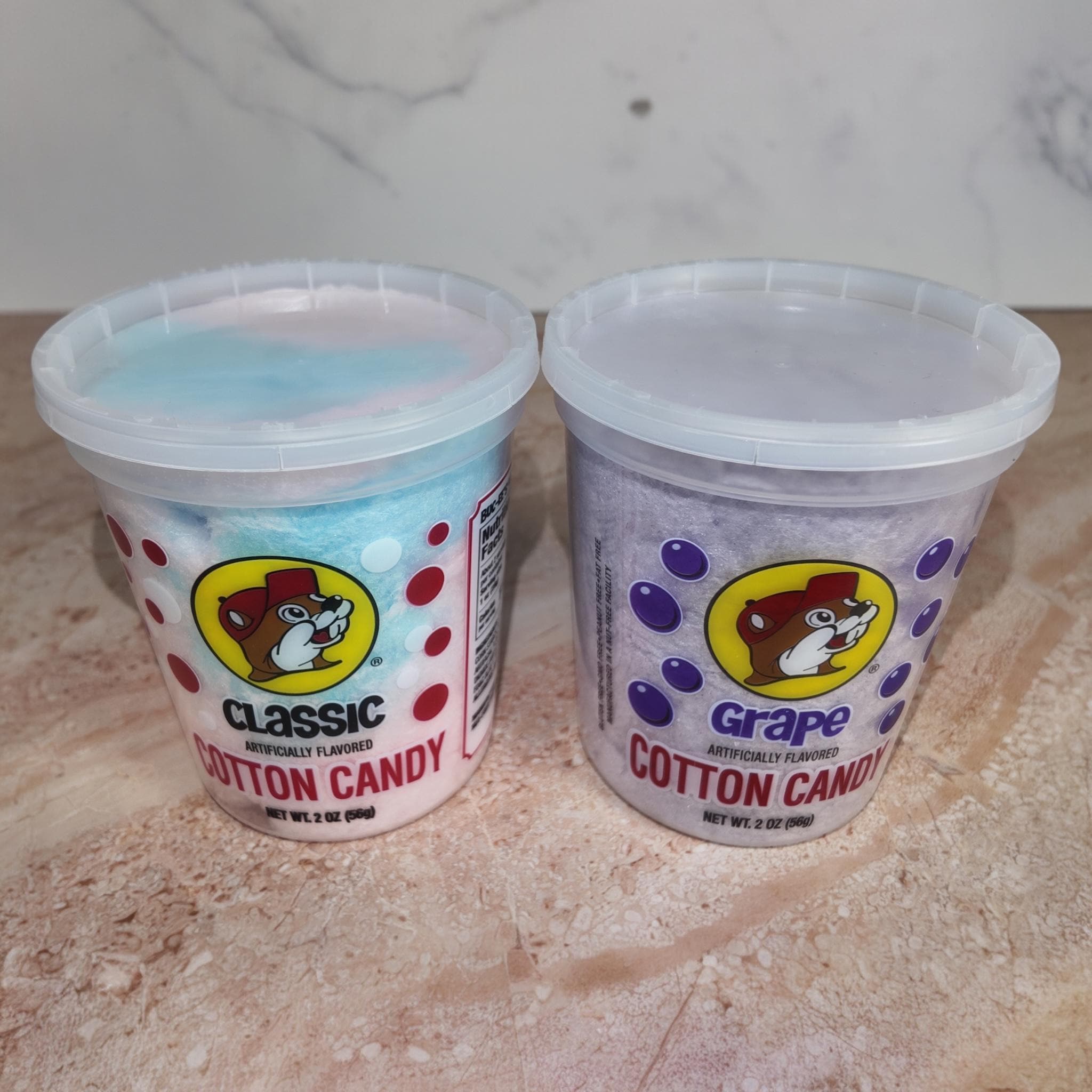 Buc-ee's Cotton Candy and Drizzled Popcorn Gift Basket Set (Classic, Grape, Watermelon, Strawberry Banana)