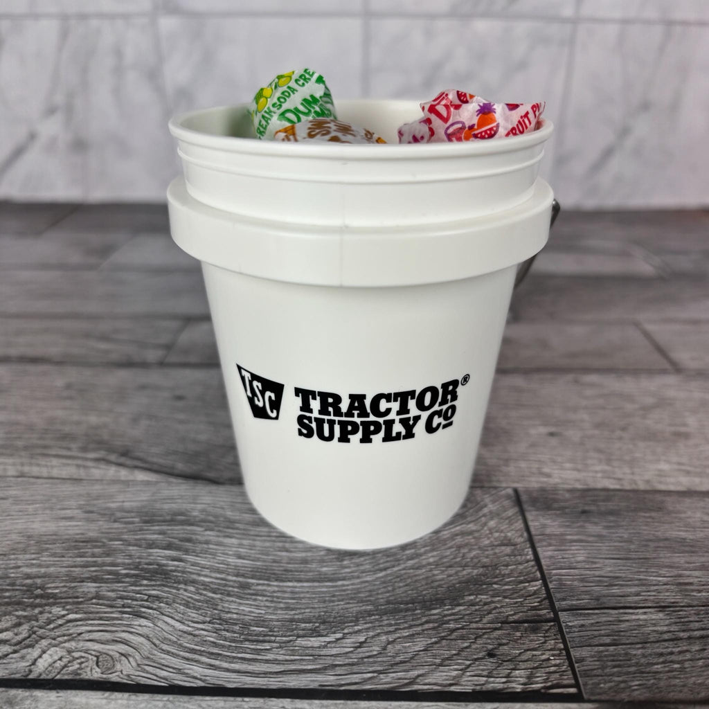 Tractor Supply White Mini Bucket Peppermint Lollipop Gift Basket
