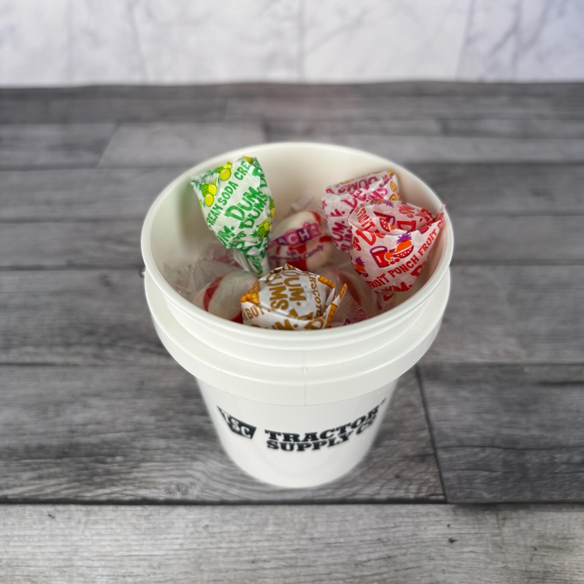 Tractor Supply White Mini Bucket Peppermint Lollipop Gift Basket