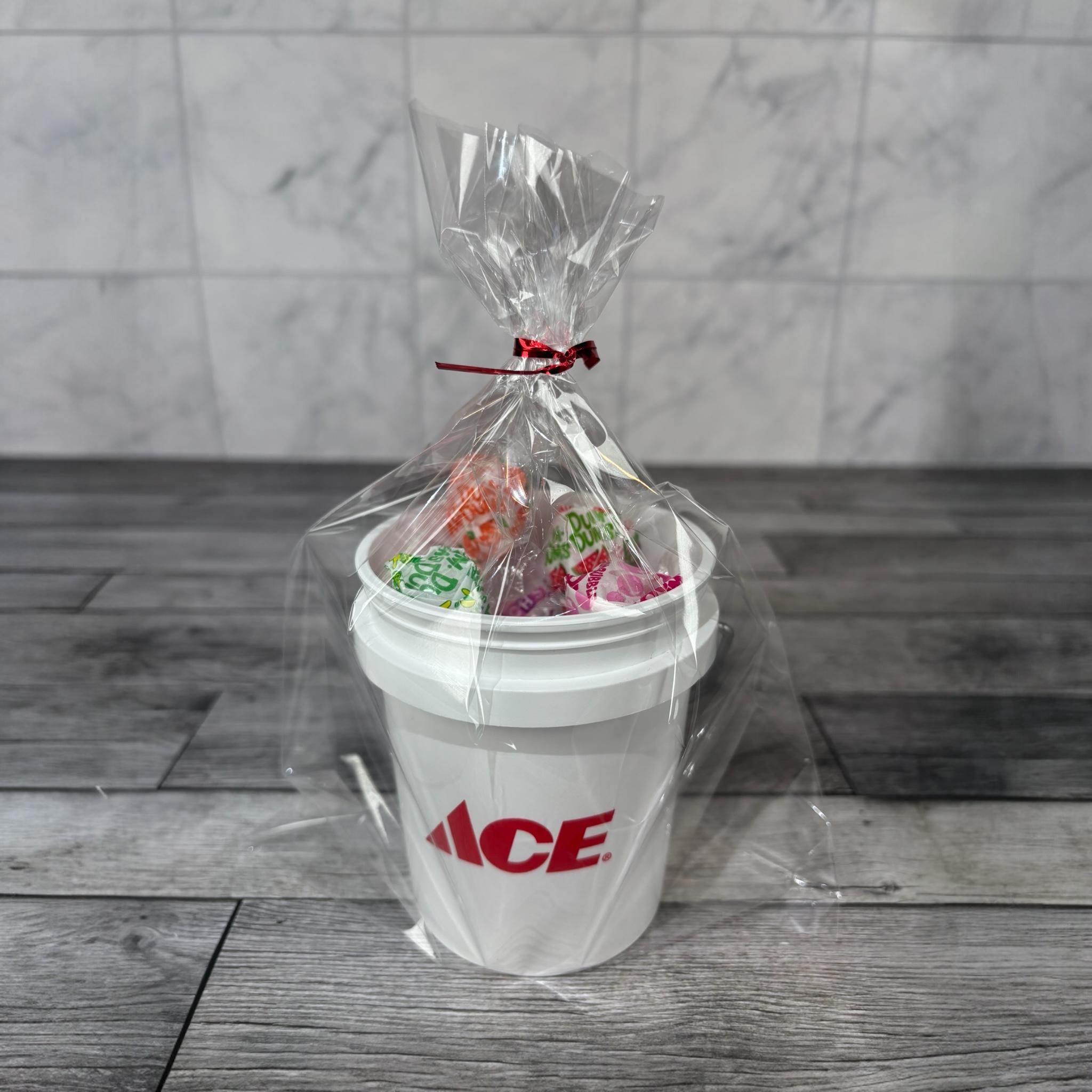 Ace Hardware Mini Bucket Peppermint Lollipop Gift Basket