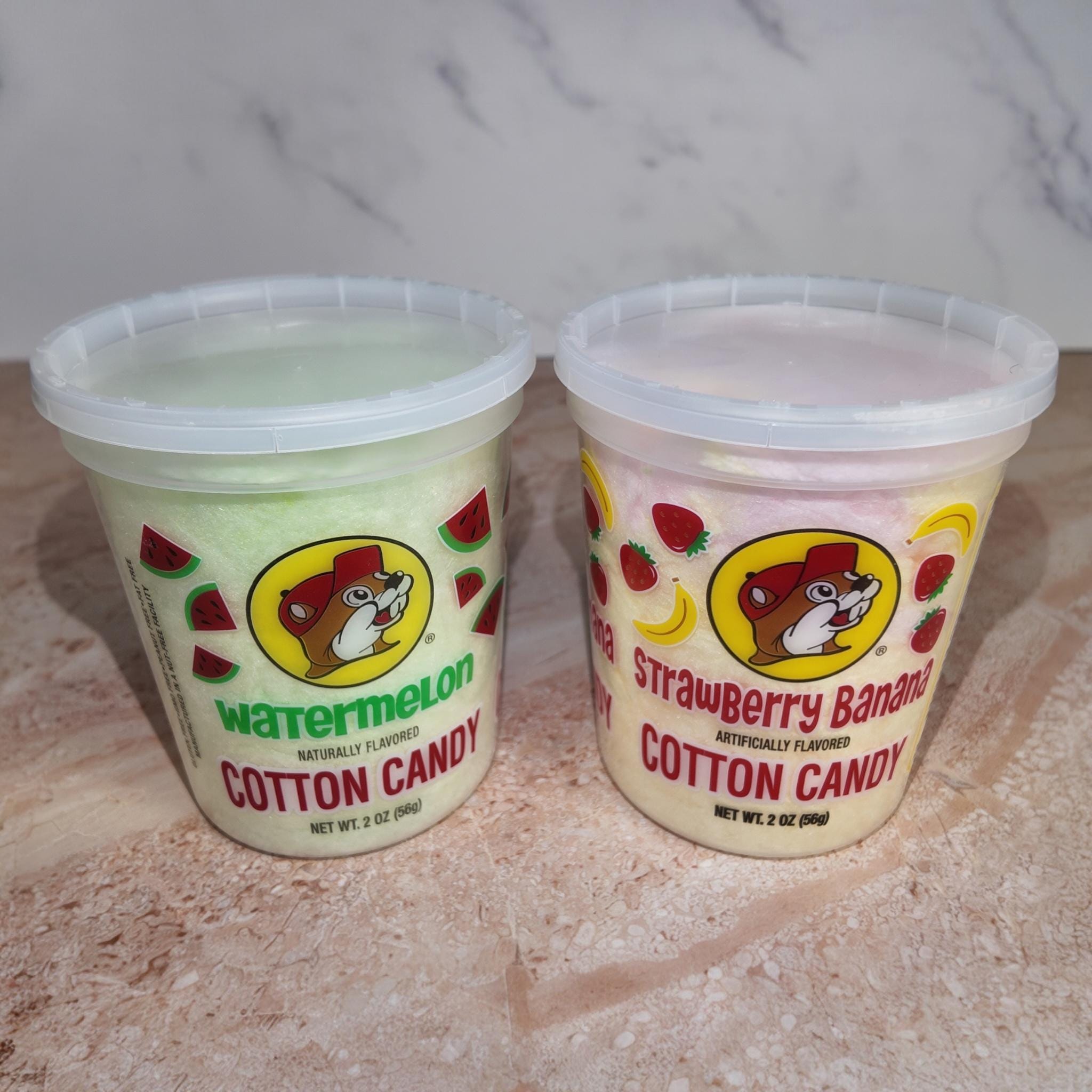 Buc-ee's Cotton Candy and Drizzled Popcorn Gift Basket Set (Classic, Grape, Watermelon, Strawberry Banana)