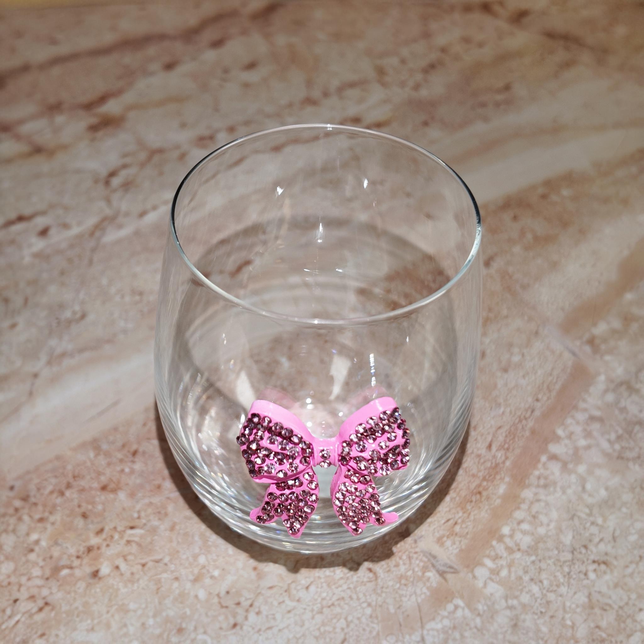 Pink Bow Stemless Wine Glass Gift Set with Chocolates – Elegant Drinkware for Her