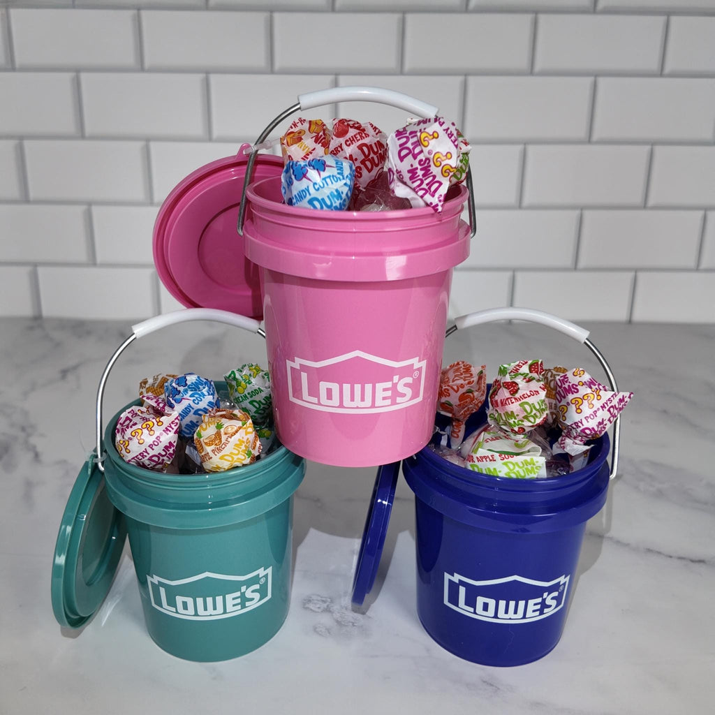 Mini Bucket Candy Gift Set Trio – Peppermint & Lollipops (Pink, Teal, Blue)